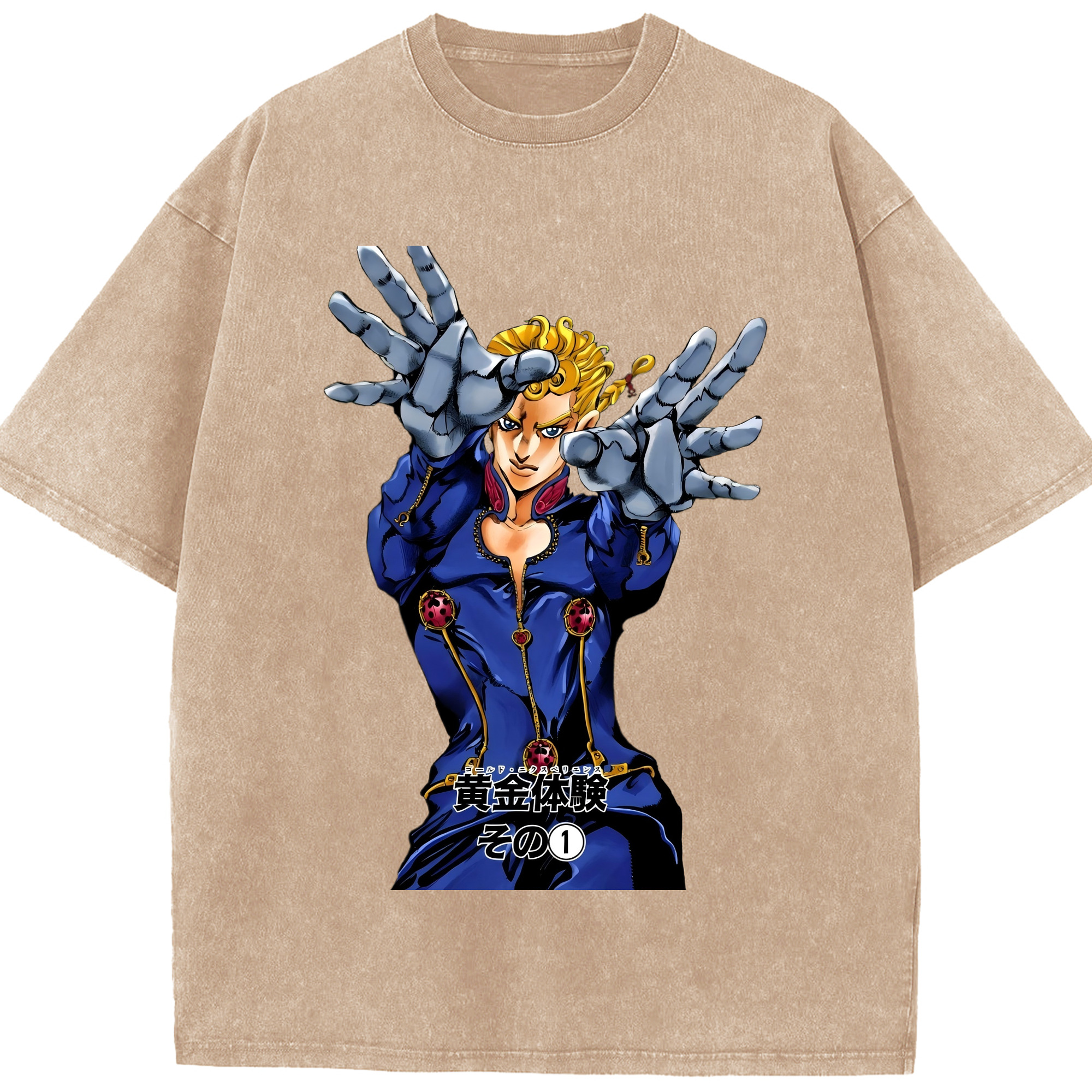 （画像用） ジョジョの奇妙な冒険 ジョルノ?ジョバァーナ JoJo's Bizarre Adventure Giorno Giovanna 綿100% ヴィンテージ風 半袖Tシャツ（フロントプリント）