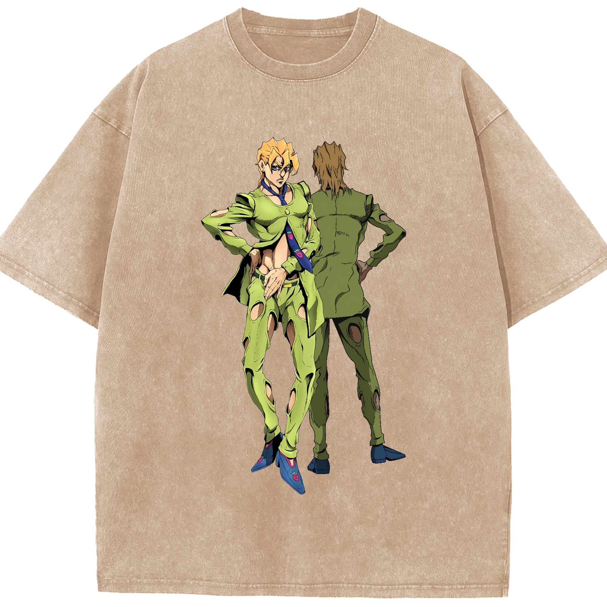 （画像用） ジョジョの奇妙な冒険 パンナコッタ?フー JoJo's Bizarre Adventure Pannacotta Fugo 綿100% ヴィンテージ風 半袖Tシャツ（フロントプリント）