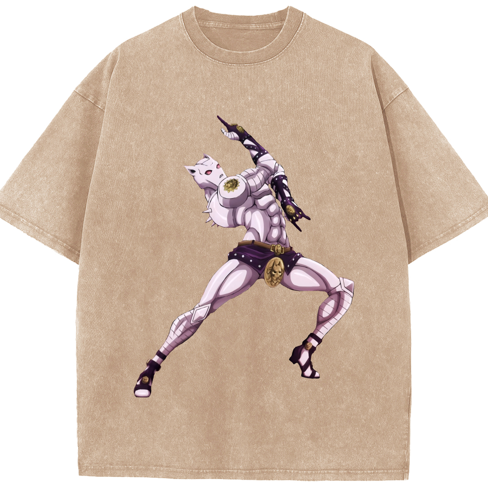 （画像用） ジョジョの奇妙な冒険 きら よしかげ JoJo's Bizarre Adventure Kira Yoshikage 綿100% ヴィンテージ風 半袖Tシャツ（フロントプリント）