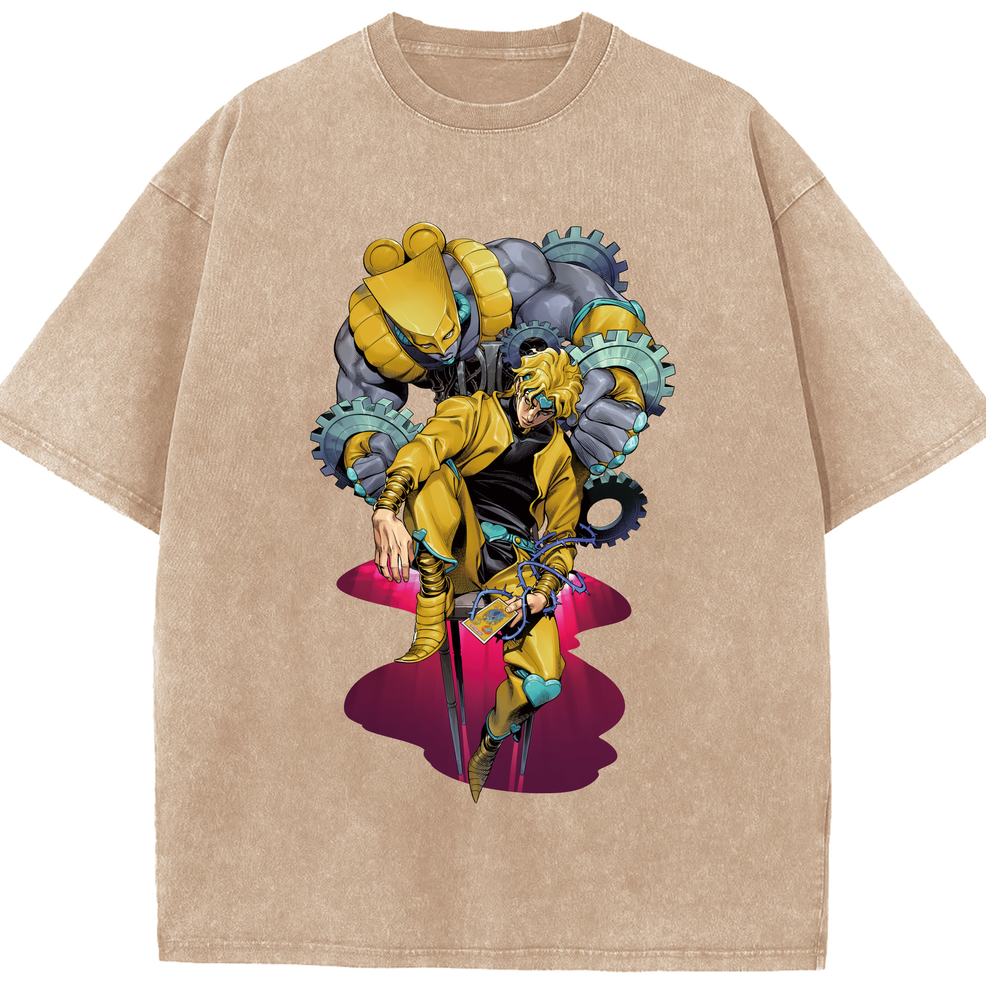 （画像用） ジョジョの奇妙な冒険 ディオ?ブランドー JoJo's Bizarre Adventure Dio Brando 綿100% ヴィンテージ風 半袖Tシャツ（フロントプリント）