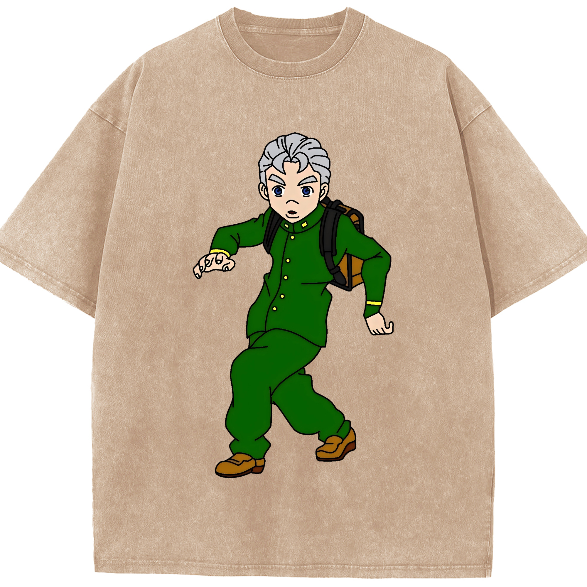 （画像用） ジョジョの奇妙な冒険 広瀨康一 JoJo's Bizarre Adventure Hirose Koichi 綿100% ヴィンテージ風 半袖Tシャツ（フロントプリント）