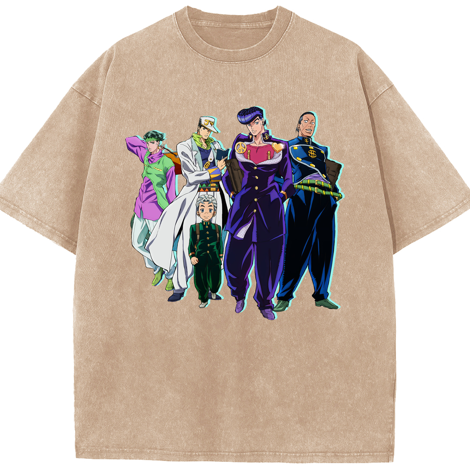（画像用） ジョジョの奇妙な冒険 JoJo's Bizarre Adventure 綿100% ヴィンテージ風 半袖Tシャツ（フロントプリント）