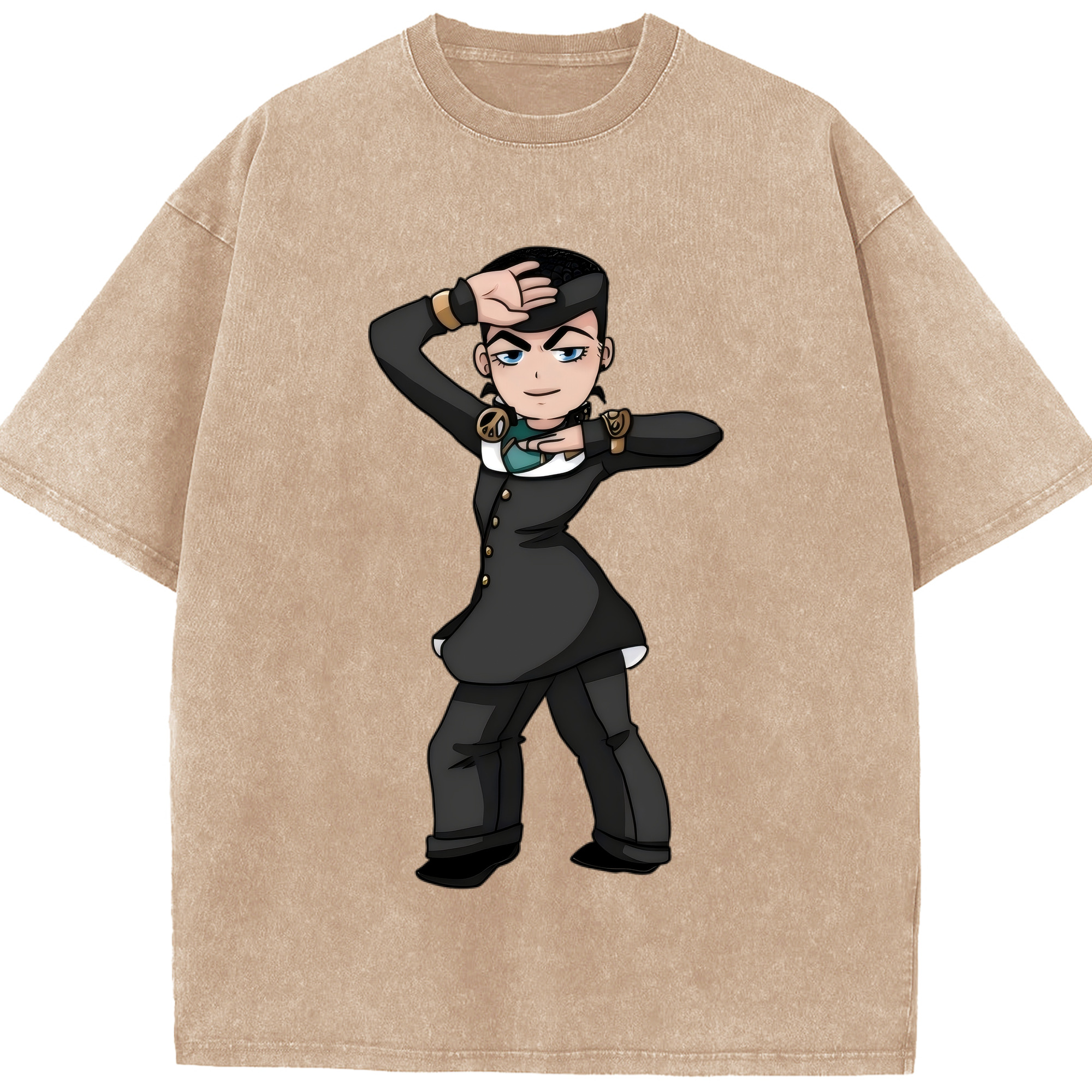 （画像用） ジョジョの奇妙な冒険 ひがしかた じょうすけ JoJo's Bizarre Adventure Higashikata Josuke 綿100% ヴィンテージ風 半袖Tシャツ（フロントプリント）