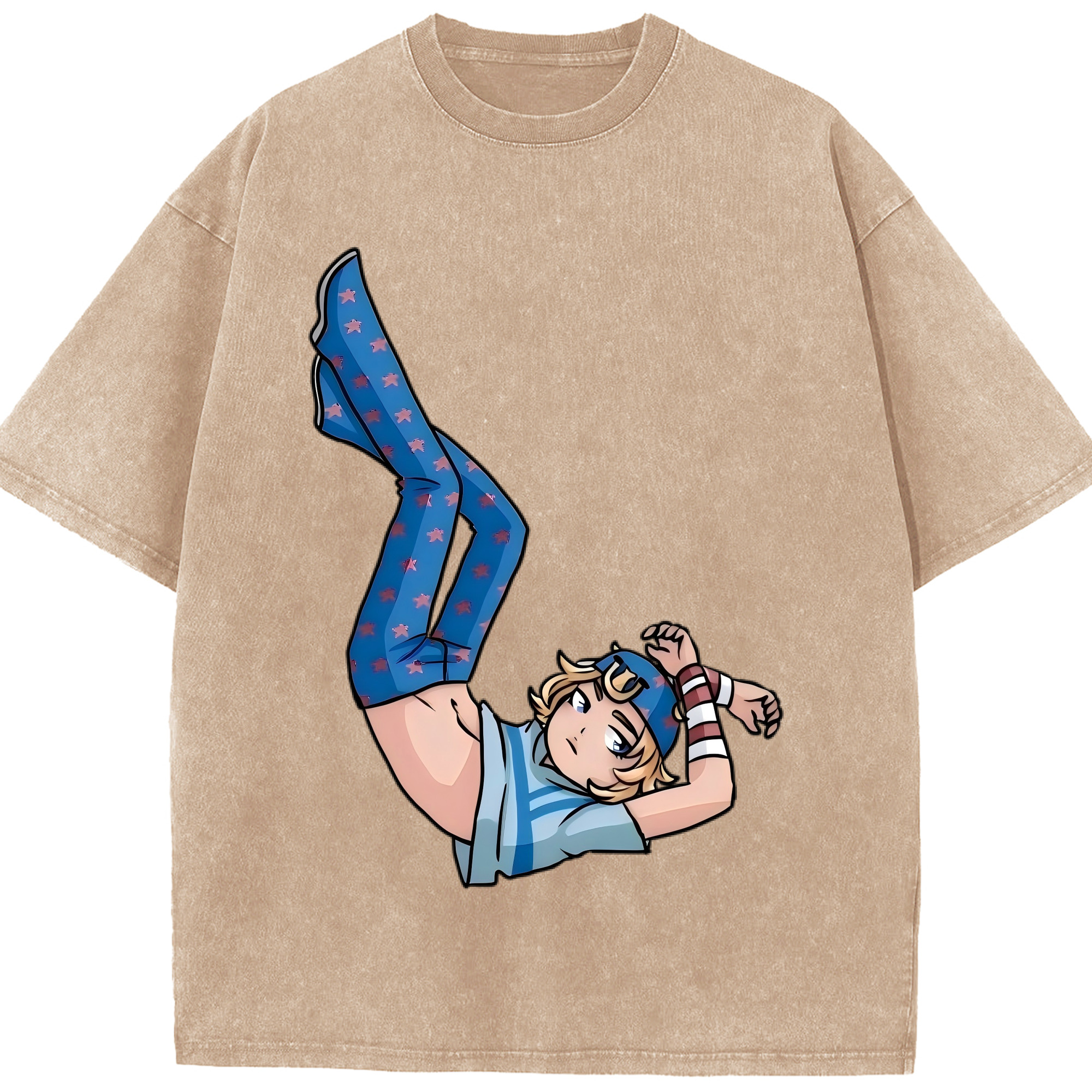 （画像用） ジョジョの奇妙な冒険 グイード?ミスタ JoJo's Bizarre Adventure Guido Mista 綿100% ヴィンテージ風 半袖Tシャツ（フロントプリント）