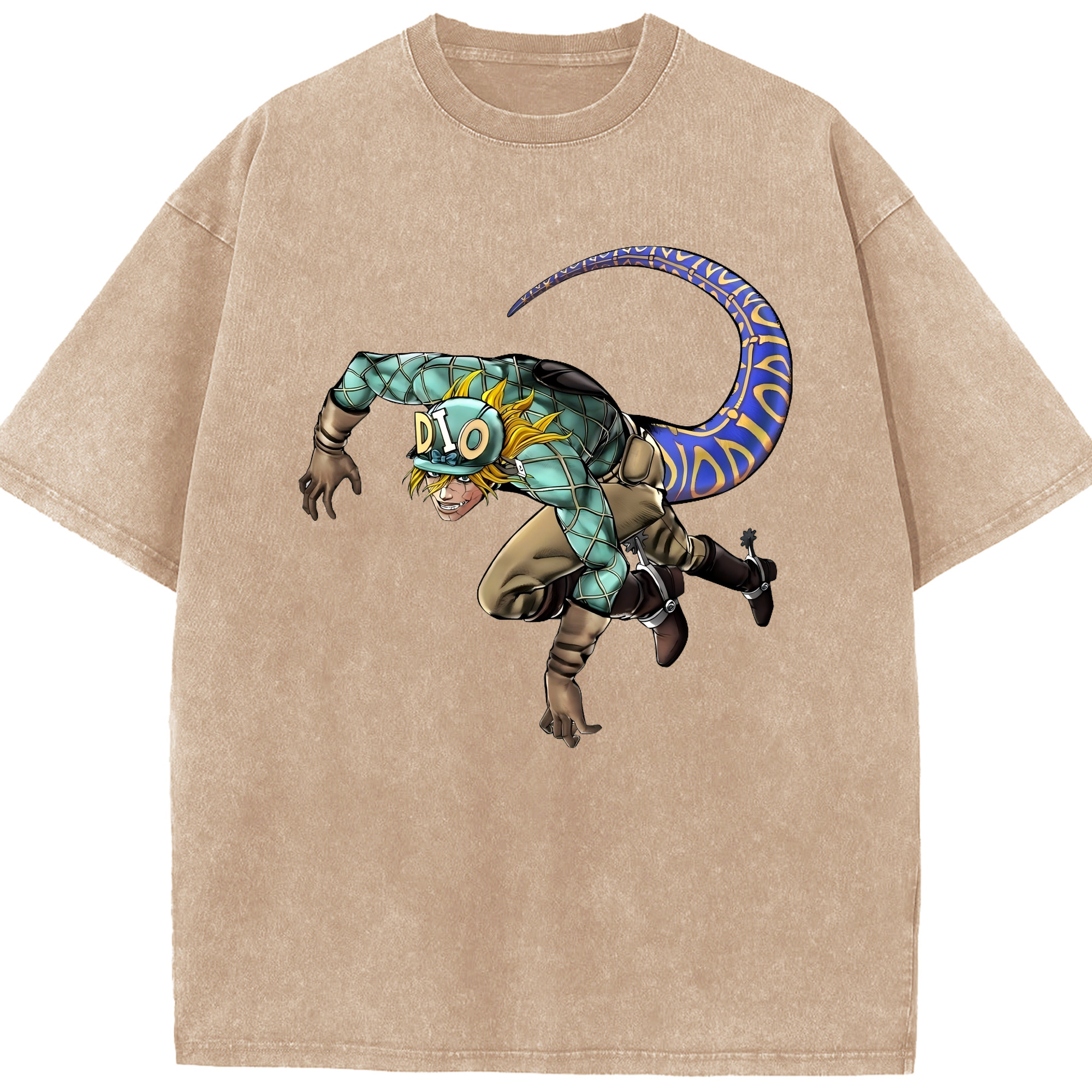 （画像用） ジョジョの奇妙な冒険 ディオ?ブランドー JoJo's Bizarre Adventure Dio Brando 綿100% ヴィンテージ風 半袖Tシャツ（フロントプリント）