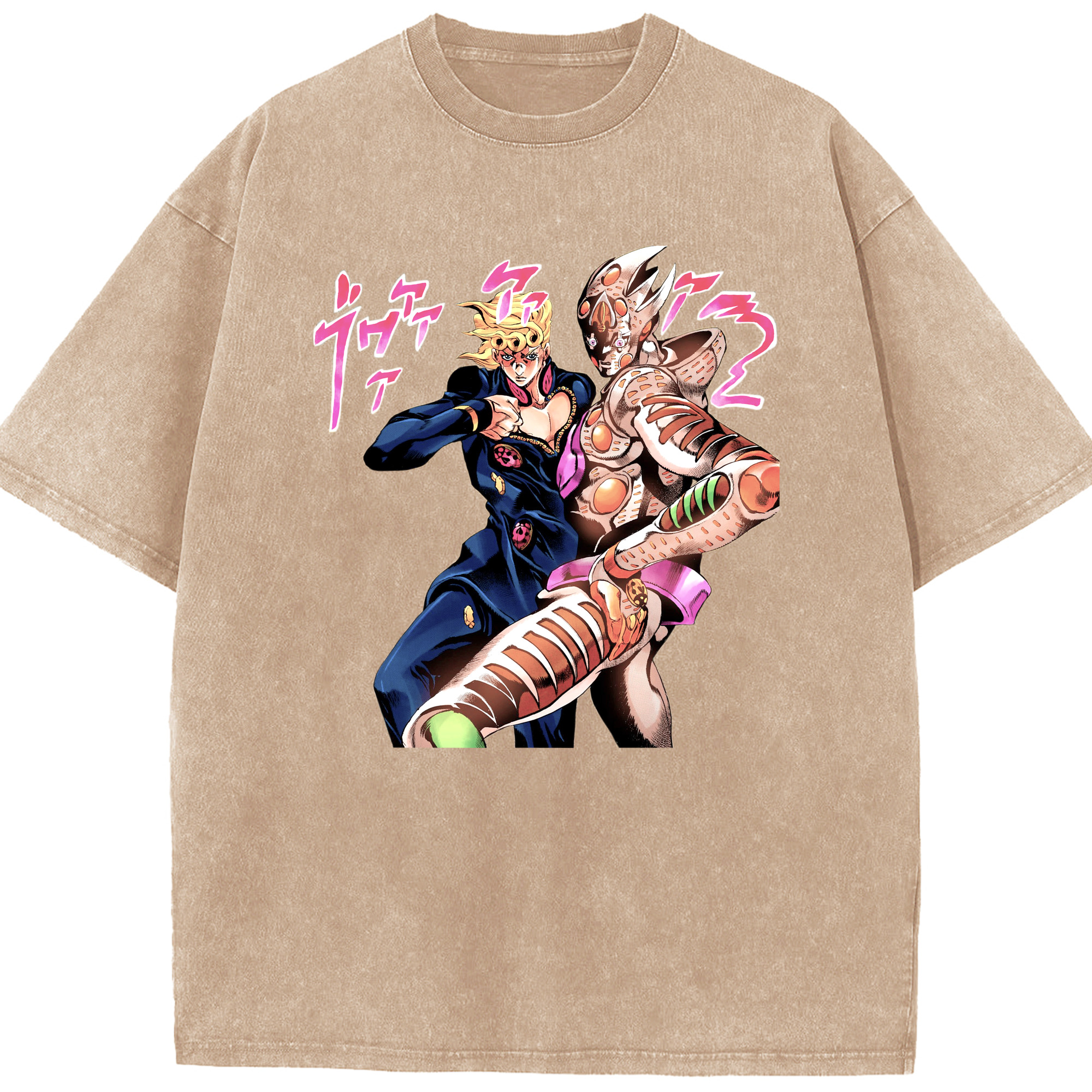 （画像用） ジョジョの奇妙な冒険 ジョルノ?ジョバァーナ JoJo's Bizarre Adventure Giorno Giovanna 綿100% ヴィンテージ風 半袖Tシャツ（フロントプリント）