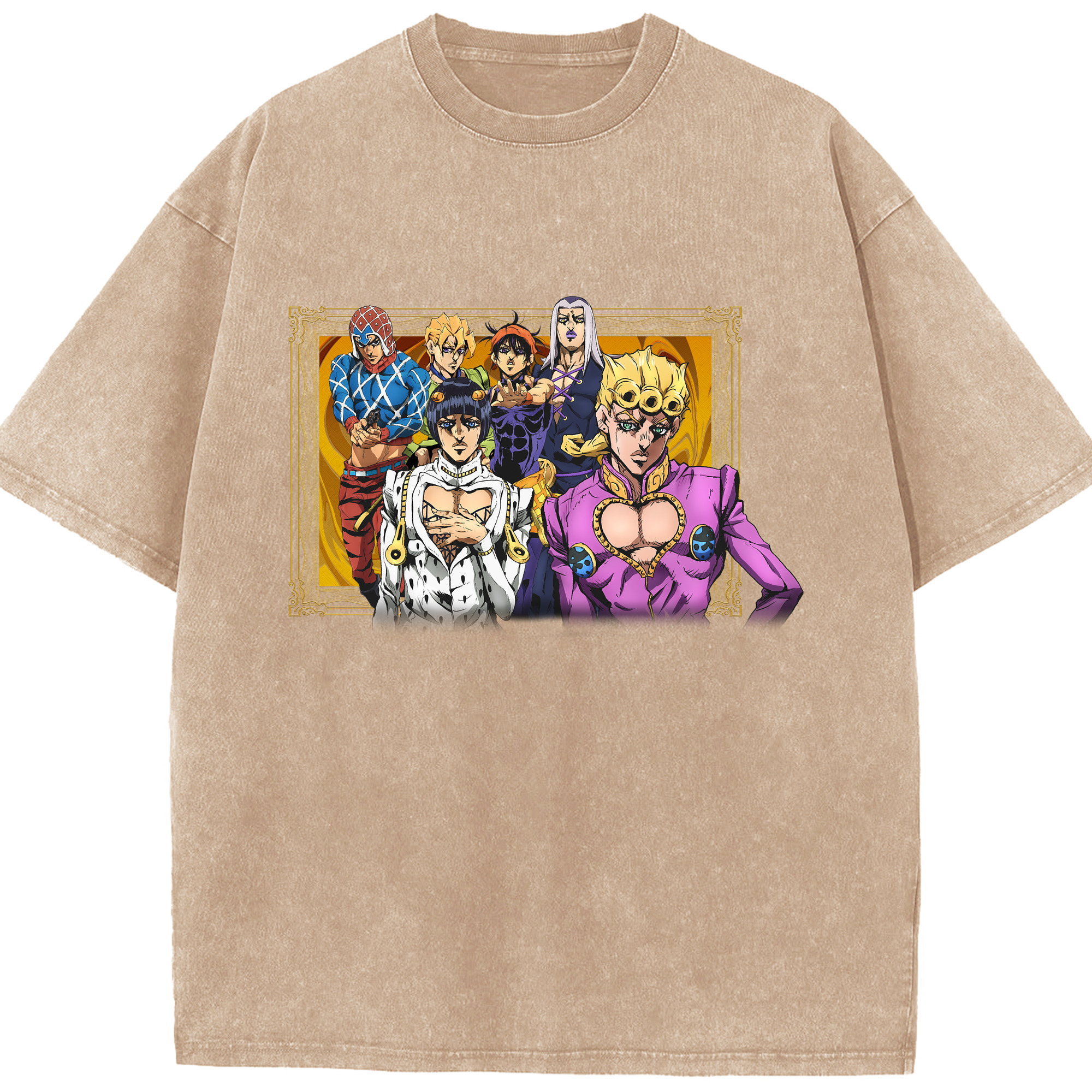 （画像用） ジョジョの奇妙な冒険 ジョルノ?ジョバァーナ JoJo's Bizarre Adventure Giorno Giovanna 綿100% ヴィンテージ風 半袖Tシャツ（フロントプリント）