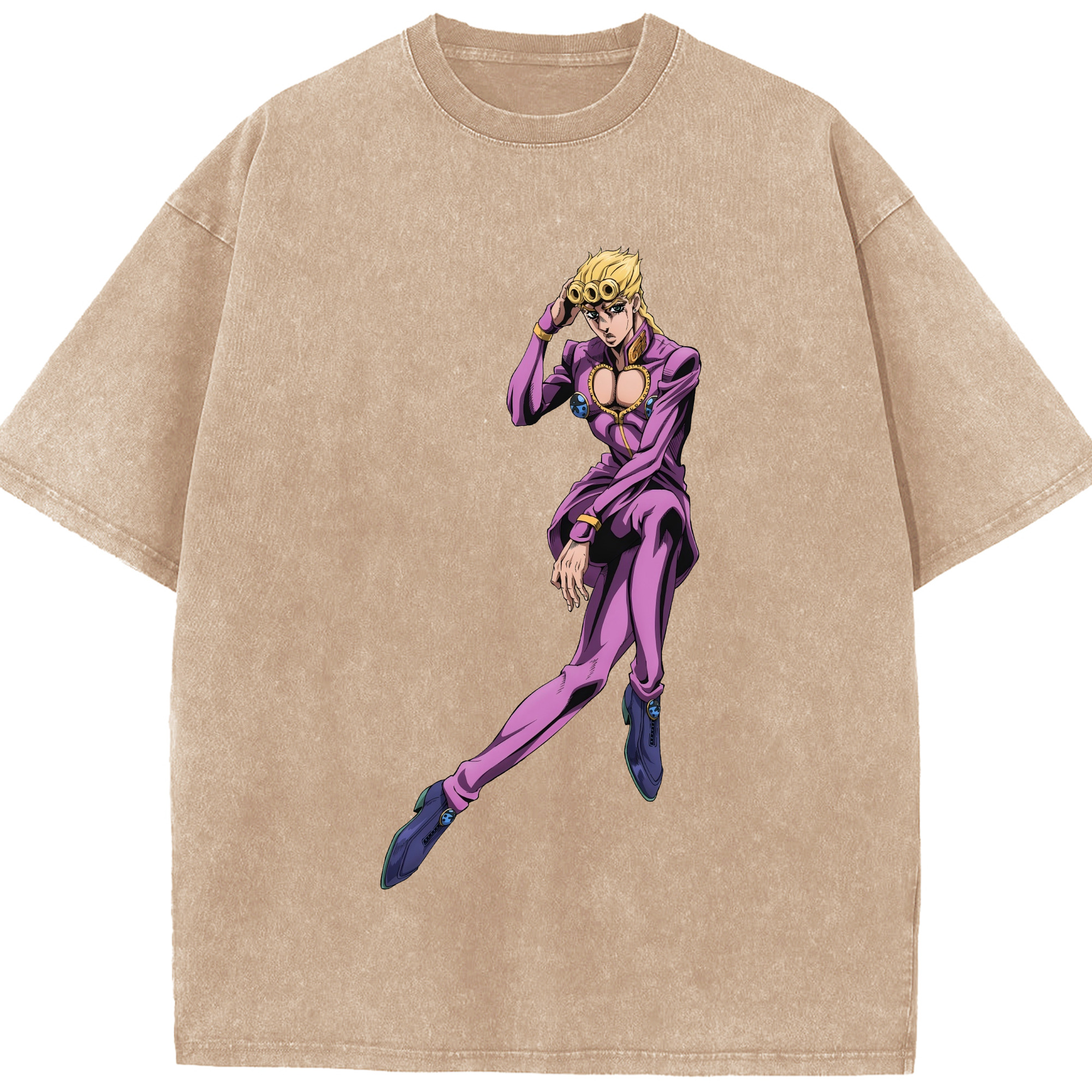 （画像用） ジョジョの奇妙な冒険 ジョルノ?ジョバァーナ JoJo's Bizarre Adventure Giorno Giovanna 綿100% ヴィンテージ風 半袖Tシャツ（フロントプリント）