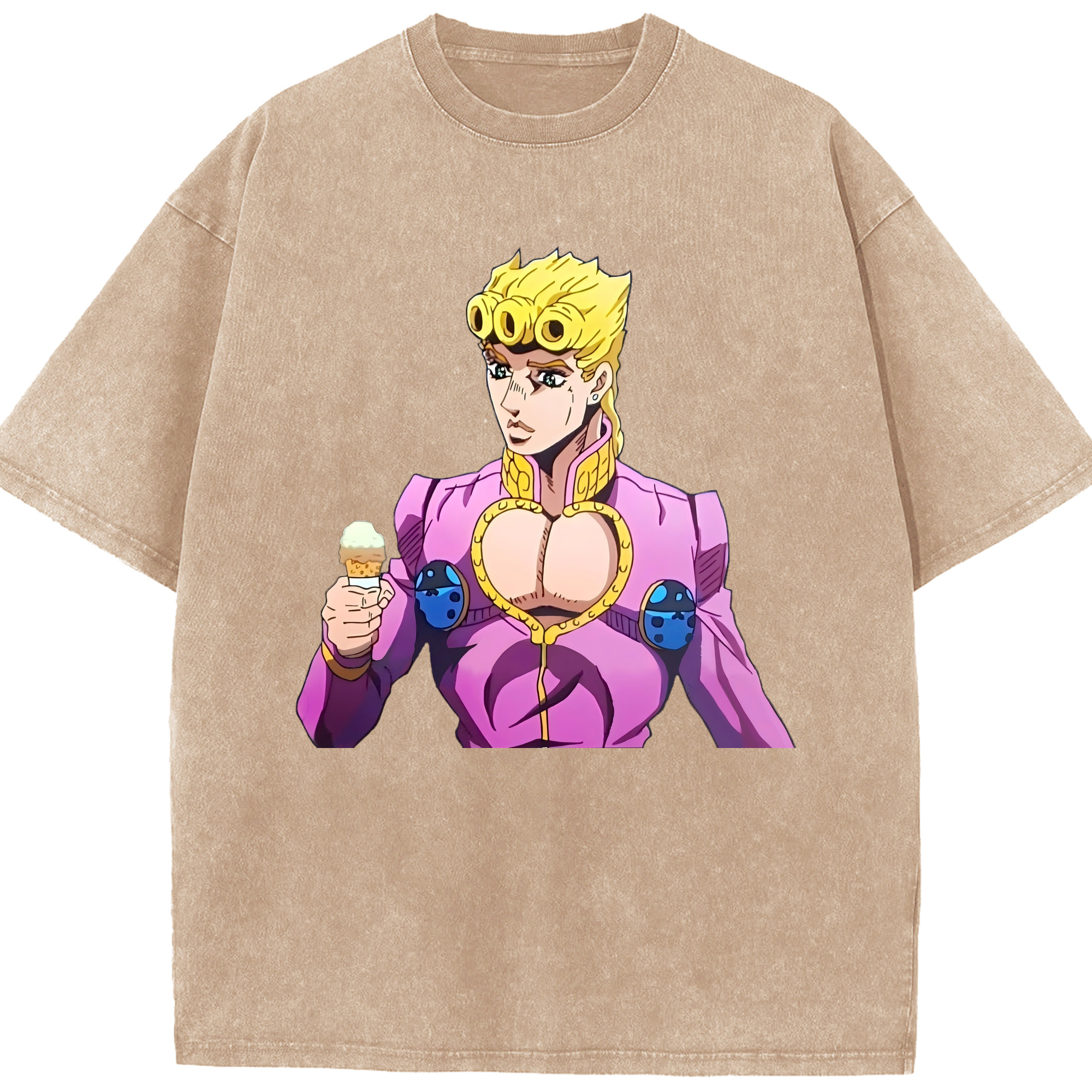（画像用） ジョジョの奇妙な冒険 ジョルノ?ジョバァーナ JoJo's Bizarre Adventure Giorno Giovanna 綿100% ヴィンテージ風 半袖Tシャツ（フロントプリント）