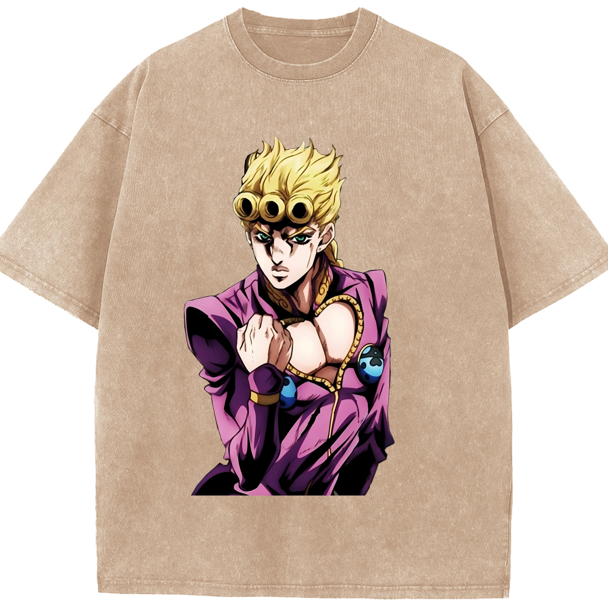 （画像用） ジョジョの奇妙な冒険 ジョルノ?ジョバァーナ JoJo's Bizarre Adventure Giorno Giovanna 綿100% ヴィンテージ風 半袖Tシャツ（フロントプリント）