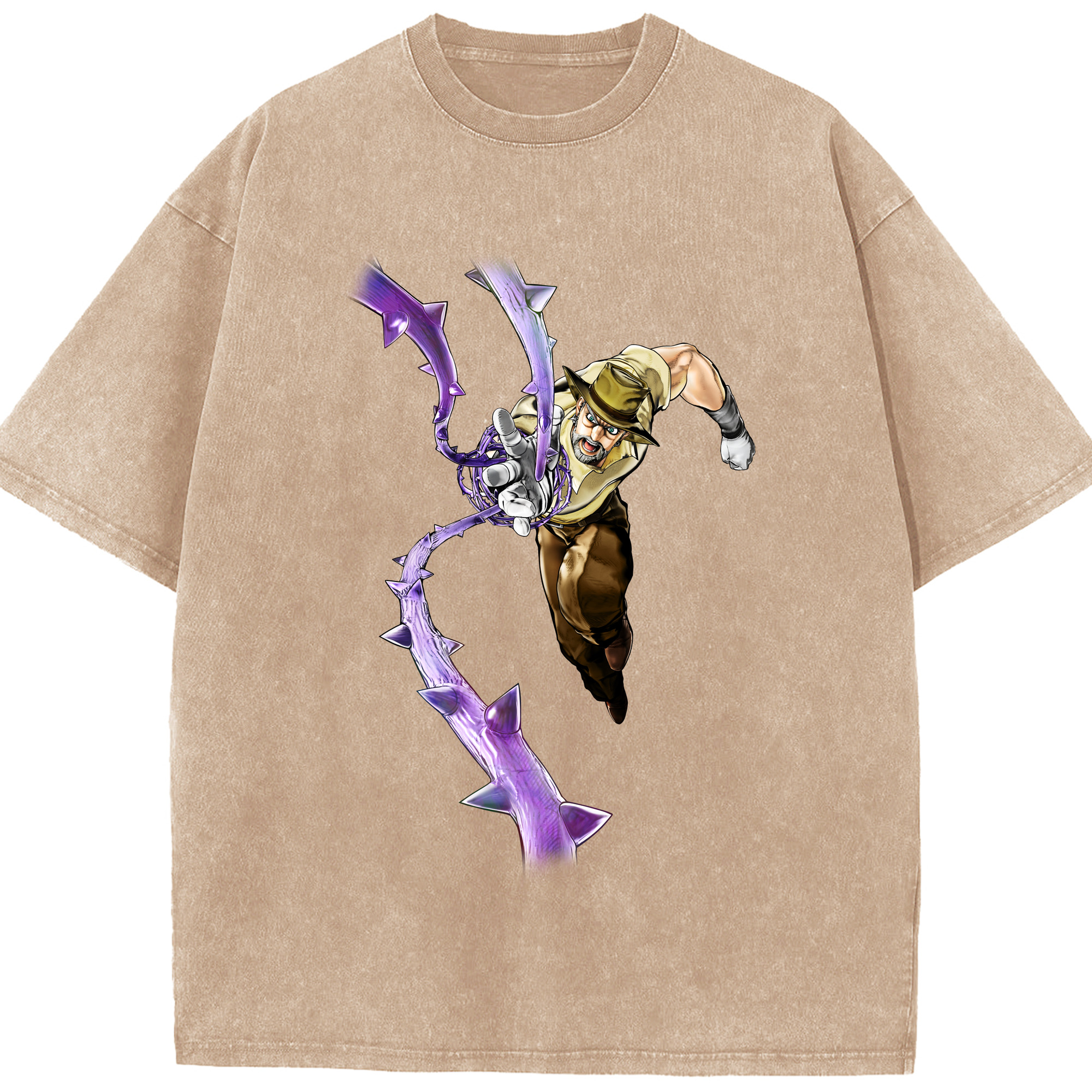 （画像用） ジョジョの奇妙な冒険 ジョセフ?ジョースター JoJo's Bizarre Adventure Joseph Joestar 綿100% ヴィンテージ風 半袖Tシャツ（フロントプリント）