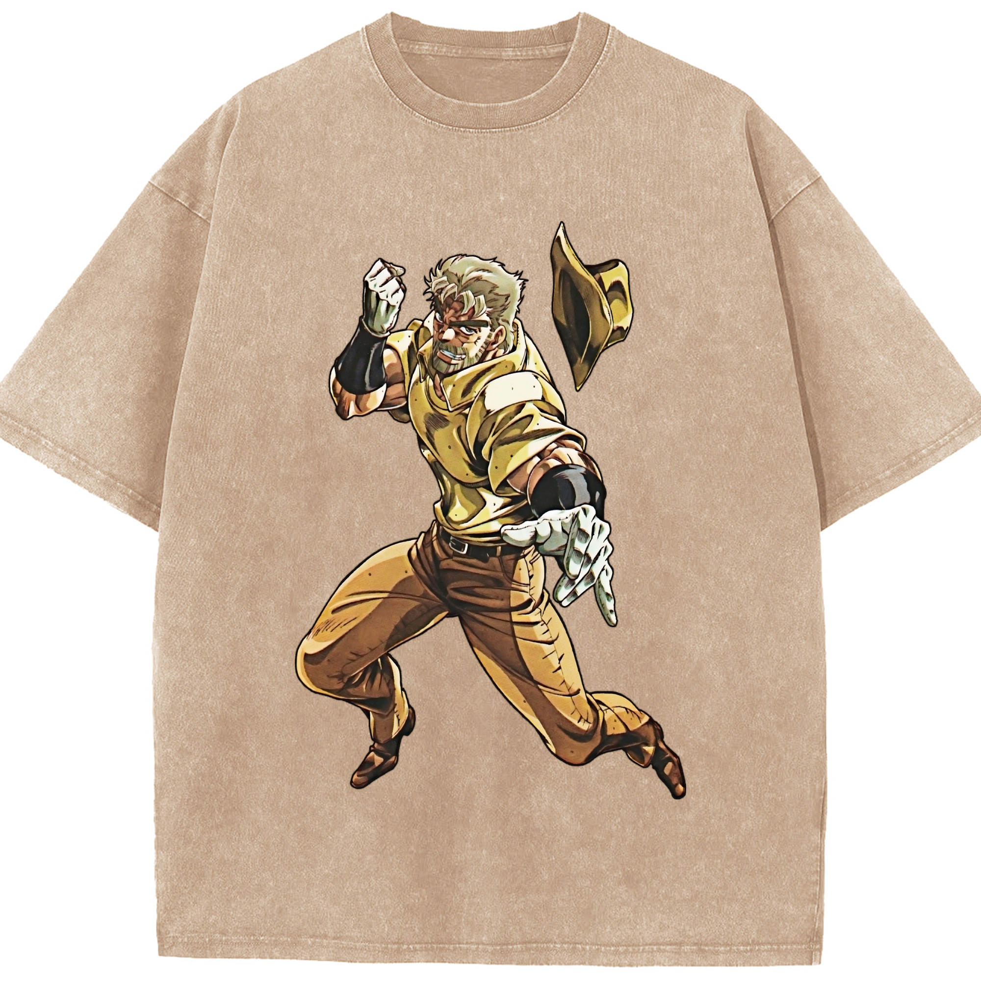 （画像用） ジョジョの奇妙な冒険 ジョセフ?ジョースター JoJo's Bizarre Adventure Joseph Joestar 綿100% ヴィンテージ風 半袖Tシャツ（フロントプリント）