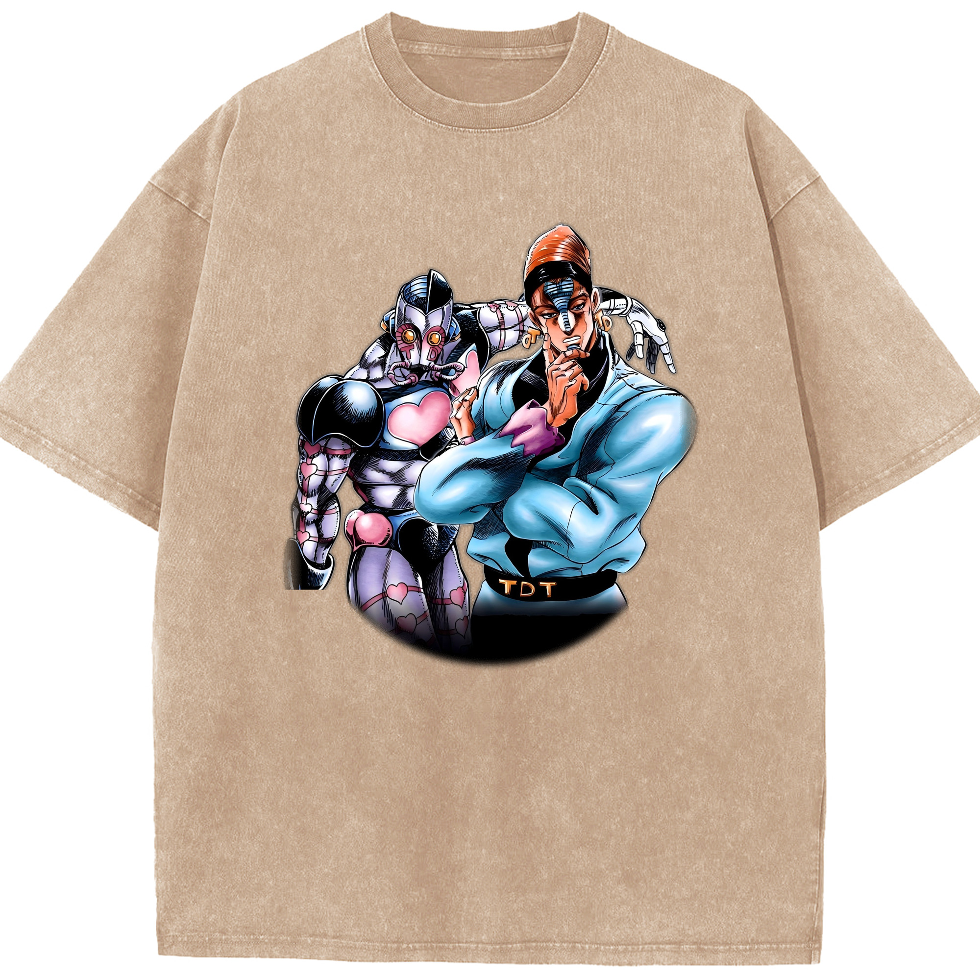 （画像用） ジョジョの奇妙な冒険 ひがしかた じょうすけ JoJo's Bizarre Adventure Higashikata Josuke 綿100% ヴィンテージ風 半袖Tシャツ（フロントプリント）