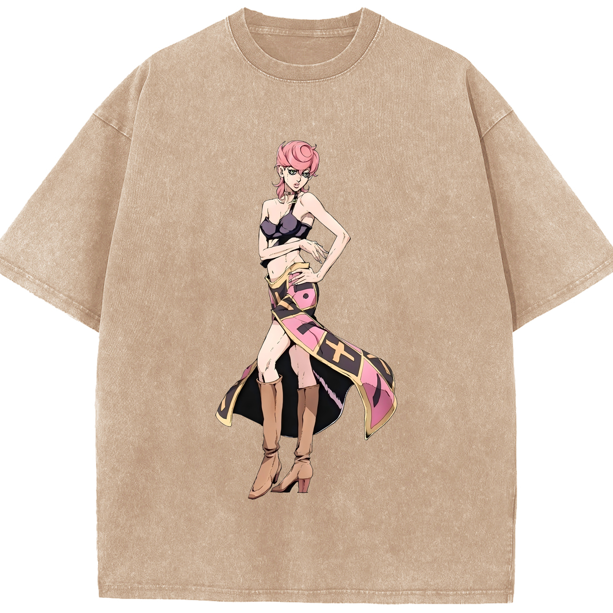 （画像用） ジョジョの奇妙な冒険 トリッシュ?ウナ JoJo's Bizarre Adventure Trish Una 綿100% ヴィンテージ風 半袖Tシャツ（フロントプリント）