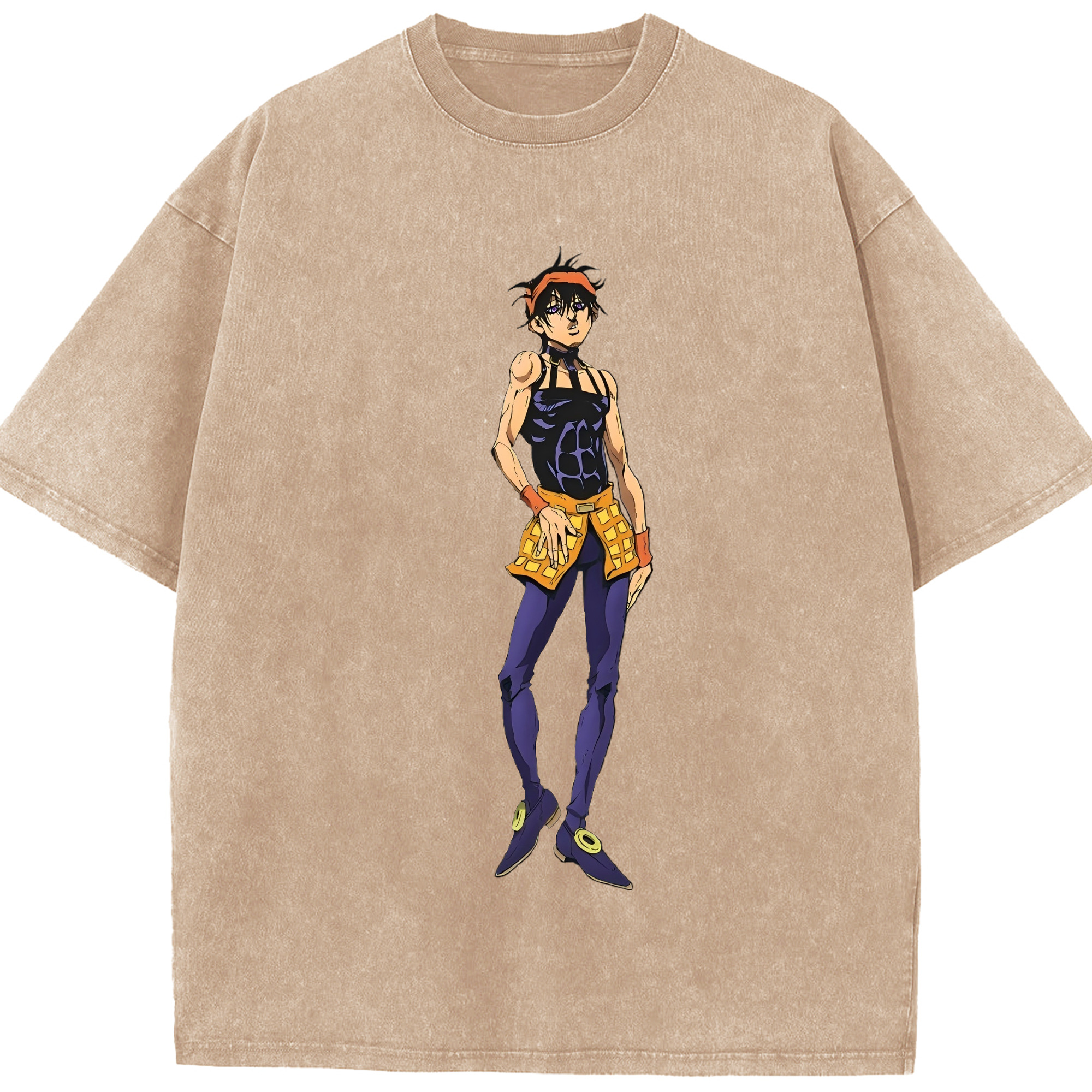 （画像用） ジョジョの奇妙な冒険 ナランチャ?ギルガ JoJo's Bizarre Adventure Narancia Ghirga 綿100% ヴィンテージ風 半袖Tシャツ（フロントプリント）