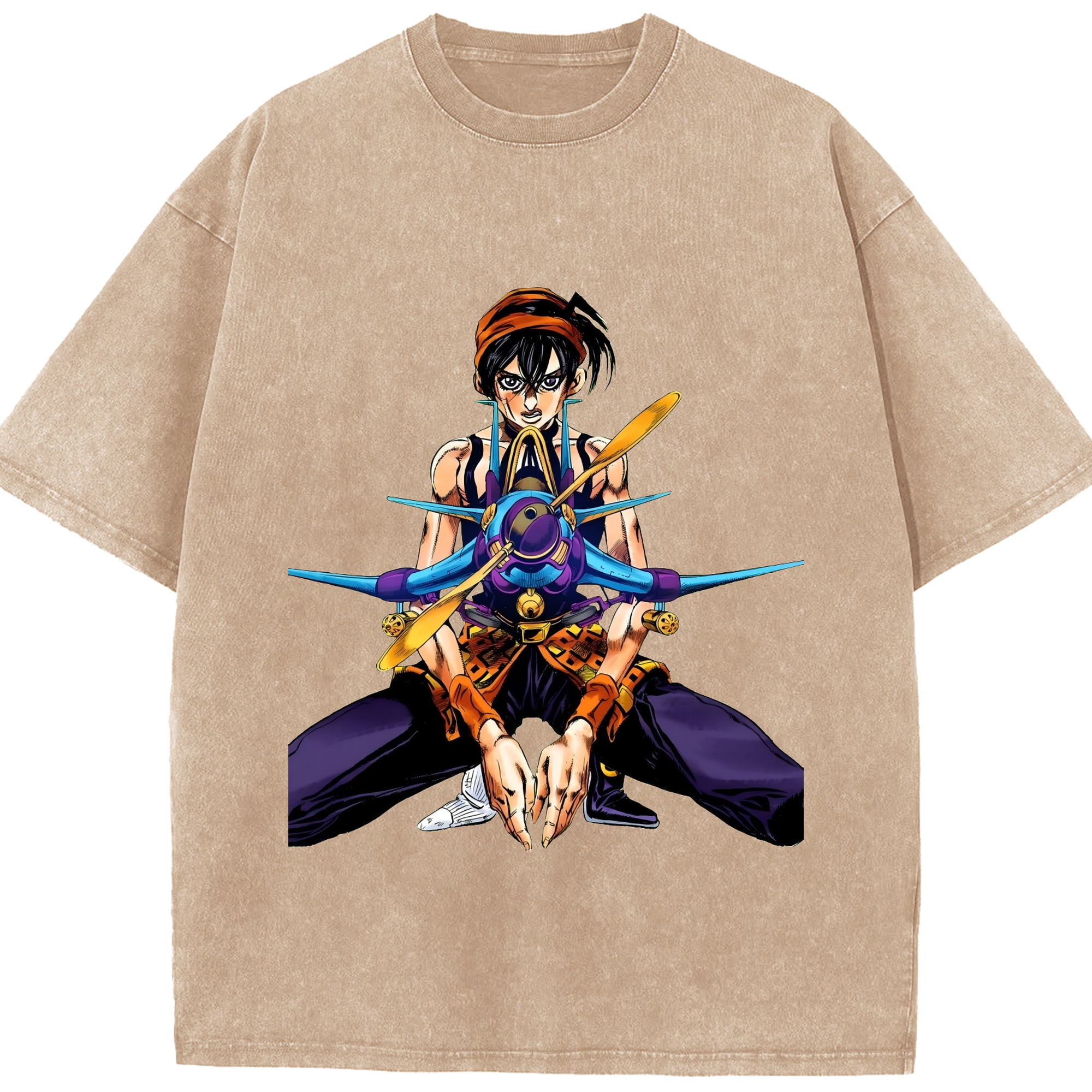 （画像用） ジョジョの奇妙な冒険 ナランチャ?ギルガ JoJo's Bizarre Adventure Narancia Ghirga 綿100% ヴィンテージ風 半袖Tシャツ（フロントプリント）