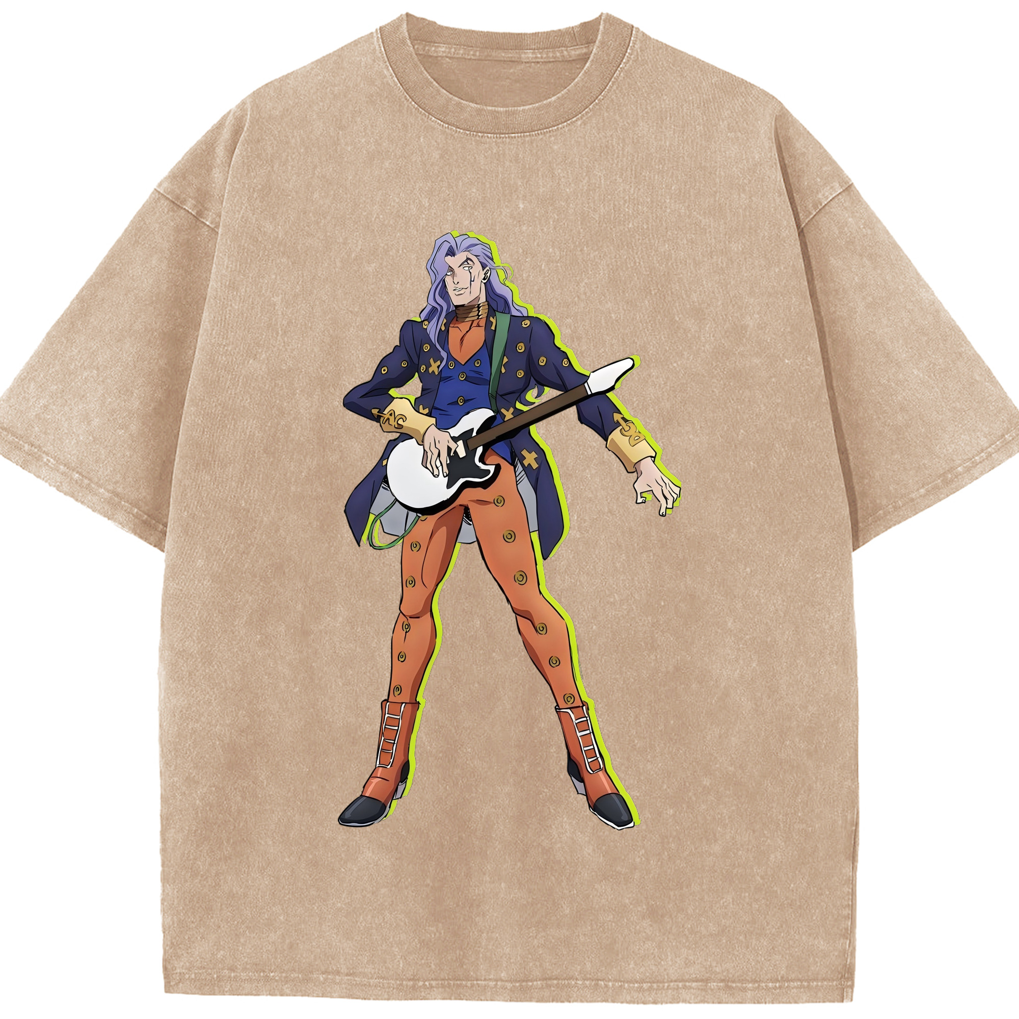 （画像用） ジョジョの奇妙な冒険 おといし あきら JoJo's Bizarre Adventure Akira Otoishi 綿100% ヴィンテージ風 半袖Tシャツ（フロントプリント）