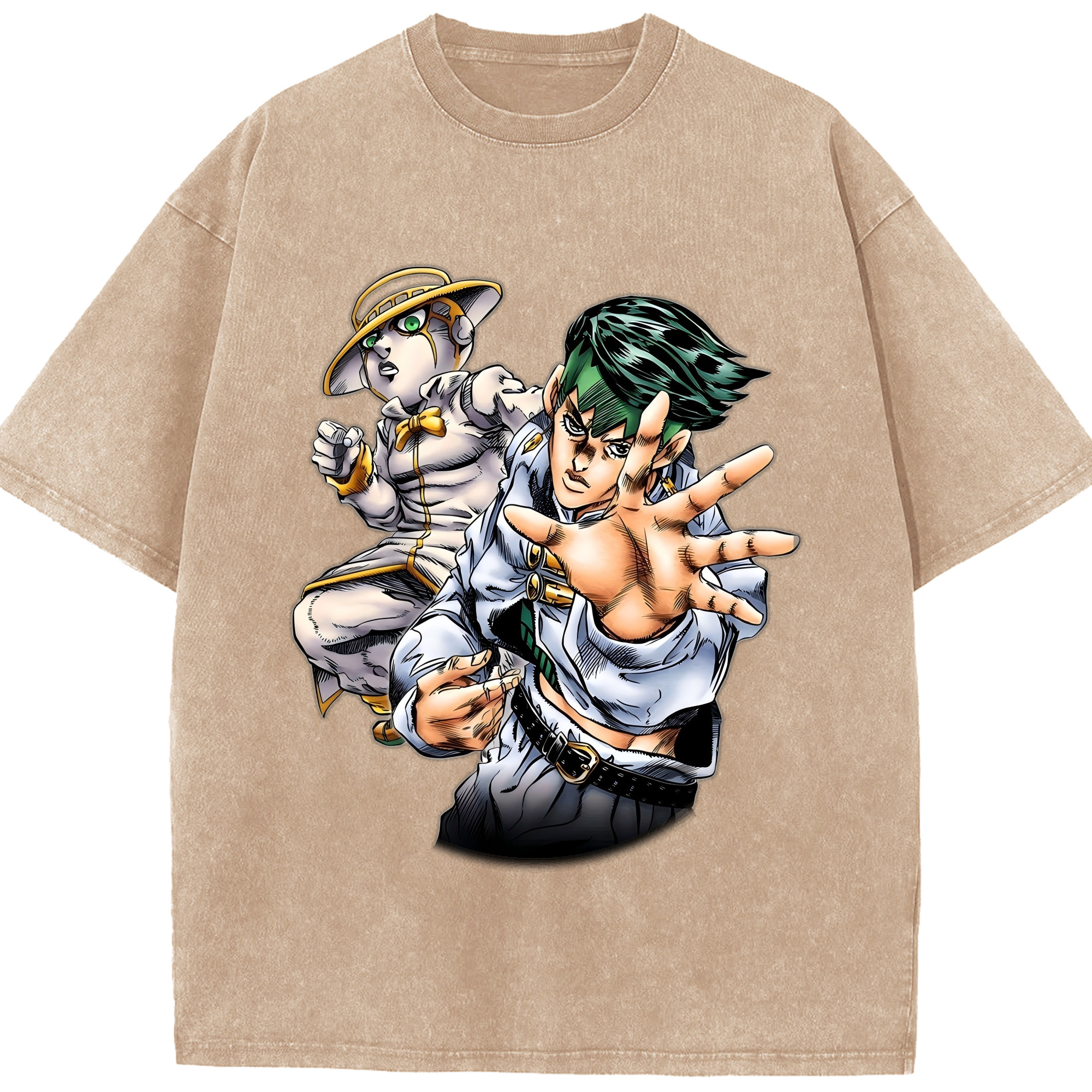 （画像用） ジョジョの奇妙な冒険 岸辺 露伴（きしべ ろはん） JoJo's Bizarre Adventure Rohan Kishibe 綿100% ヴィンテージ風 半袖Tシャツ（フロントプリント）
