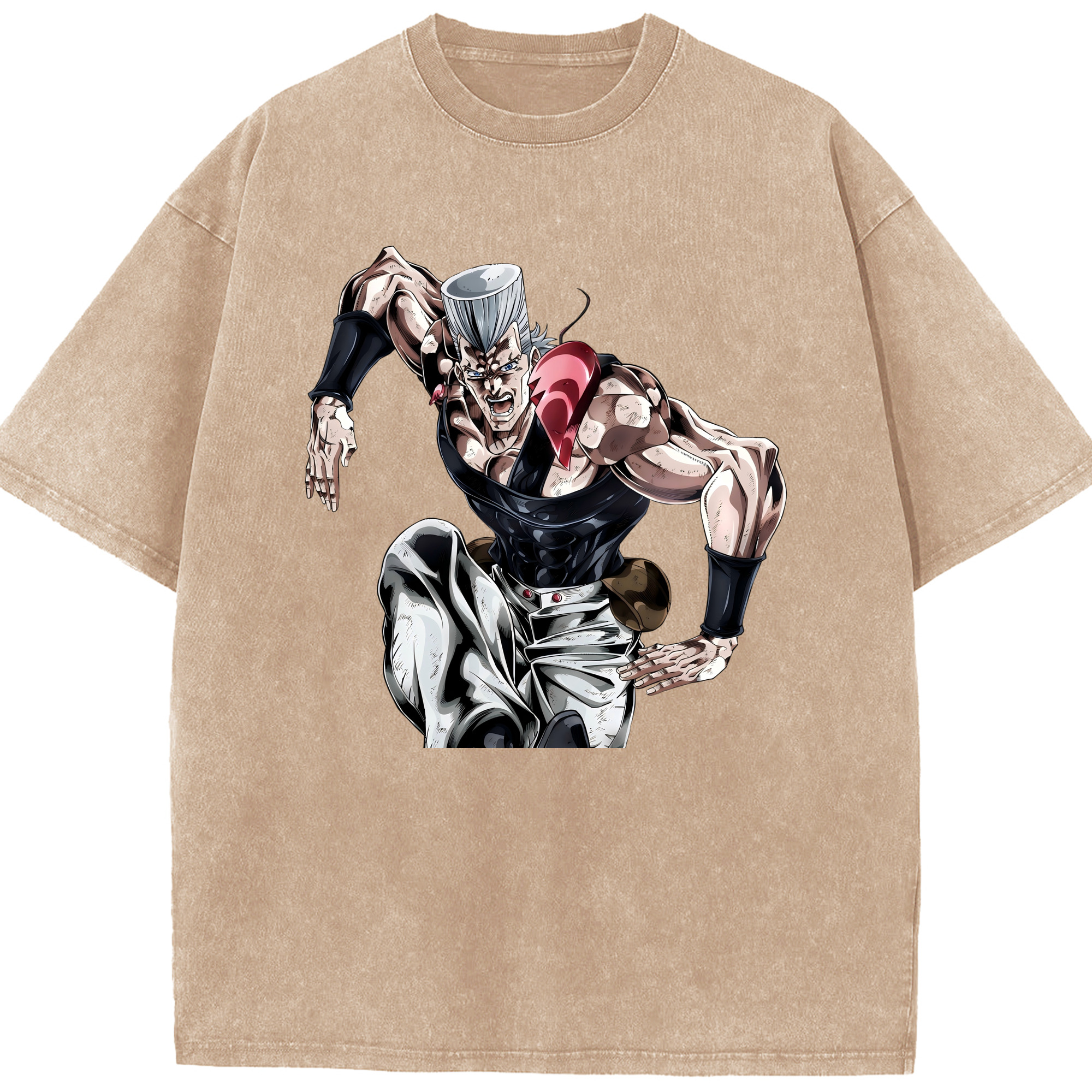 （画像用） ジョジョの奇妙な冒険 ジャン＝ピエール?ポルナレフ JoJo's Bizarre Adventure Jan Pierre Polnareff 綿100% ヴィンテージ風 半袖Tシャツ（フロントプリント）