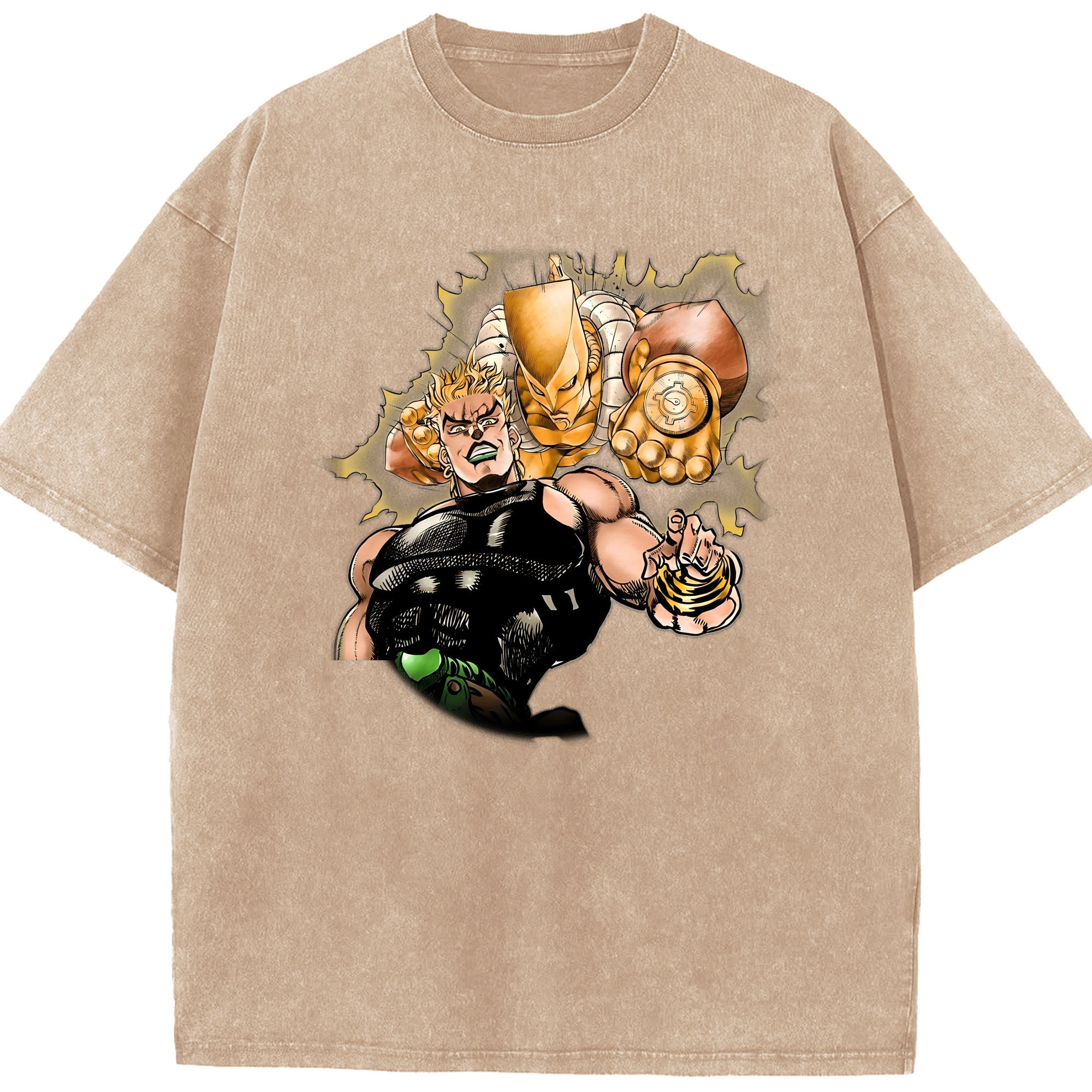 （画像用） ジョジョの奇妙な冒険 ディオ?ブランドー JoJo's Bizarre Adventure Dio Brando 綿100% ヴィンテージ風 半袖Tシャツ（フロントプリント）