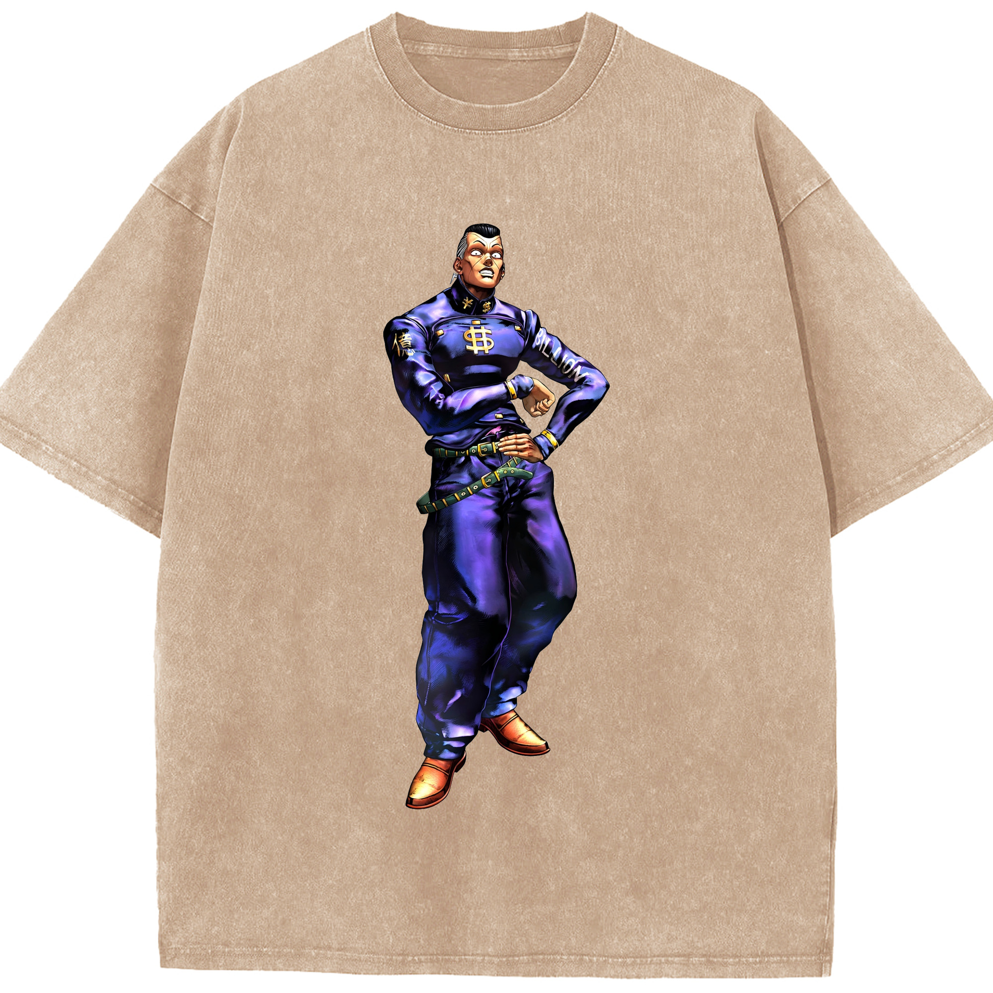 （画像用） ジョジョの奇妙な冒険 虹村億泰 にじむら おくやす JoJo's Bizarre Adventure Nijimura Okuyasu 綿100% ヴィンテージ風 半袖Tシャツ（フロントプリント）