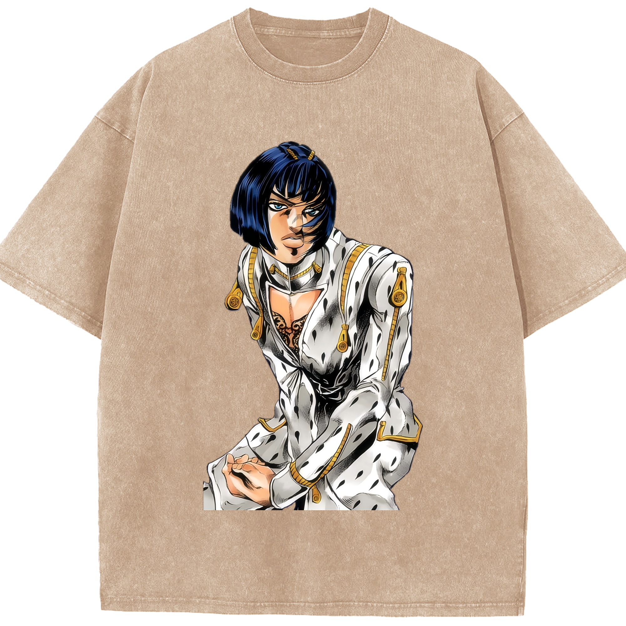 （画像用） ジョジョの奇妙な冒険 ブローノ?ブチャラティ JoJo's Bizarre Adventure Bruno Bucciarati 綿100% ヴィンテージ風 半袖Tシャツ（フロントプリント）