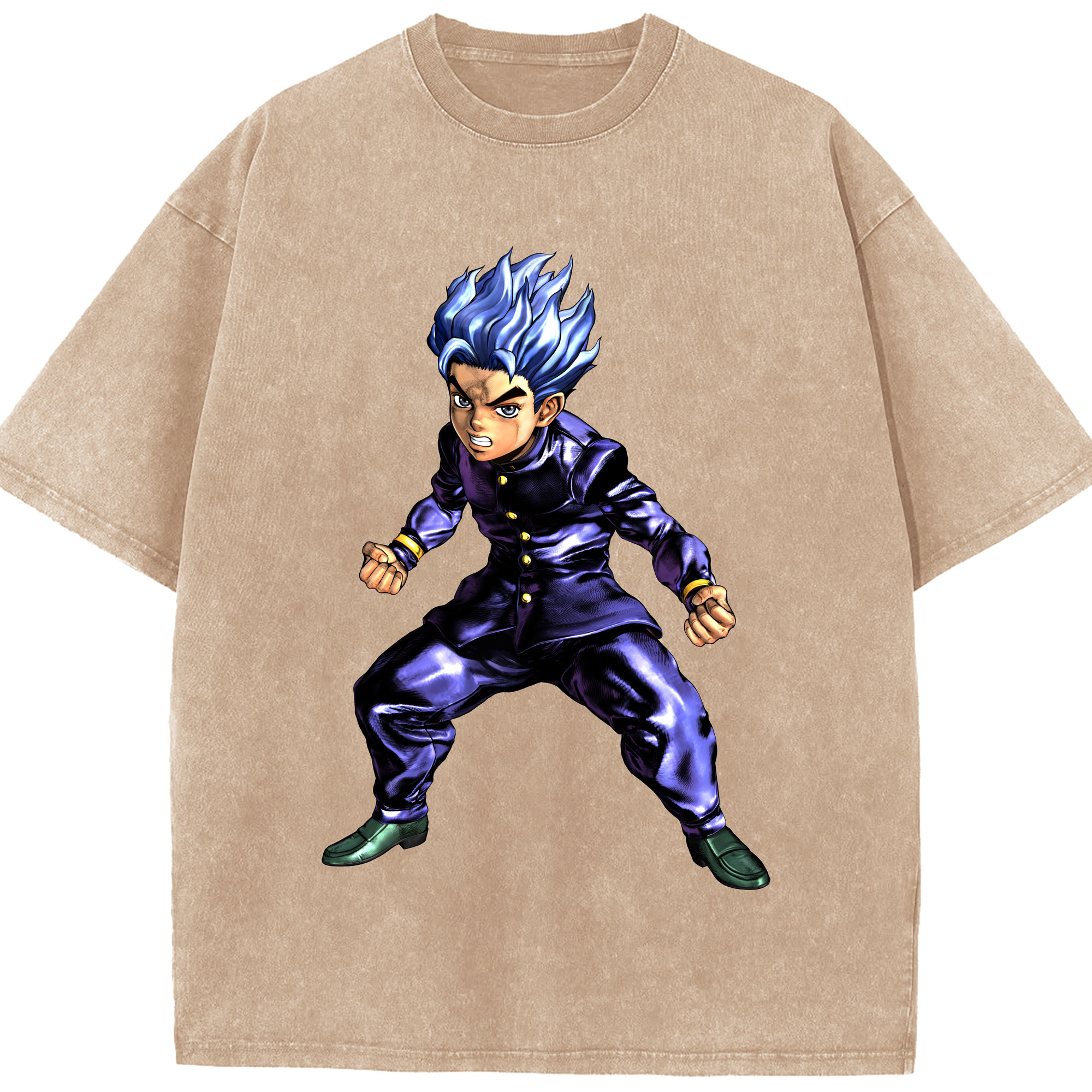 （画像用） ジョジョの奇妙な冒険 広瀨康一 JoJo's Bizarre Adventure Hirose Koichi 綿100% ヴィンテージ風 半袖Tシャツ（フロントプリント）