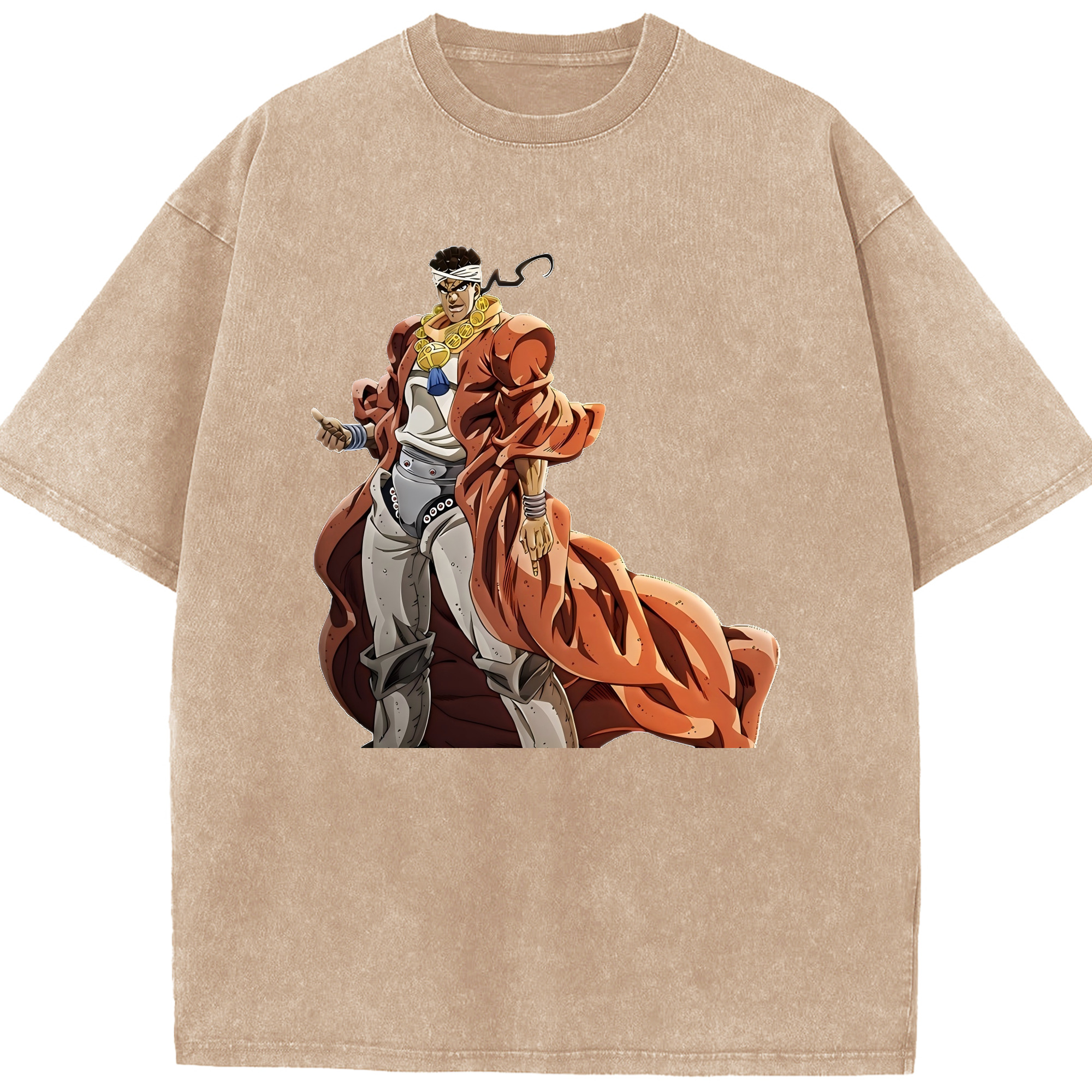 （画像用） ジョジョの奇妙な冒険 ムハンマド?アブドゥル JoJo's Bizarre Adventure Muhammad Avdol 綿100% ヴィンテージ風 半袖Tシャツ（フロントプリント）