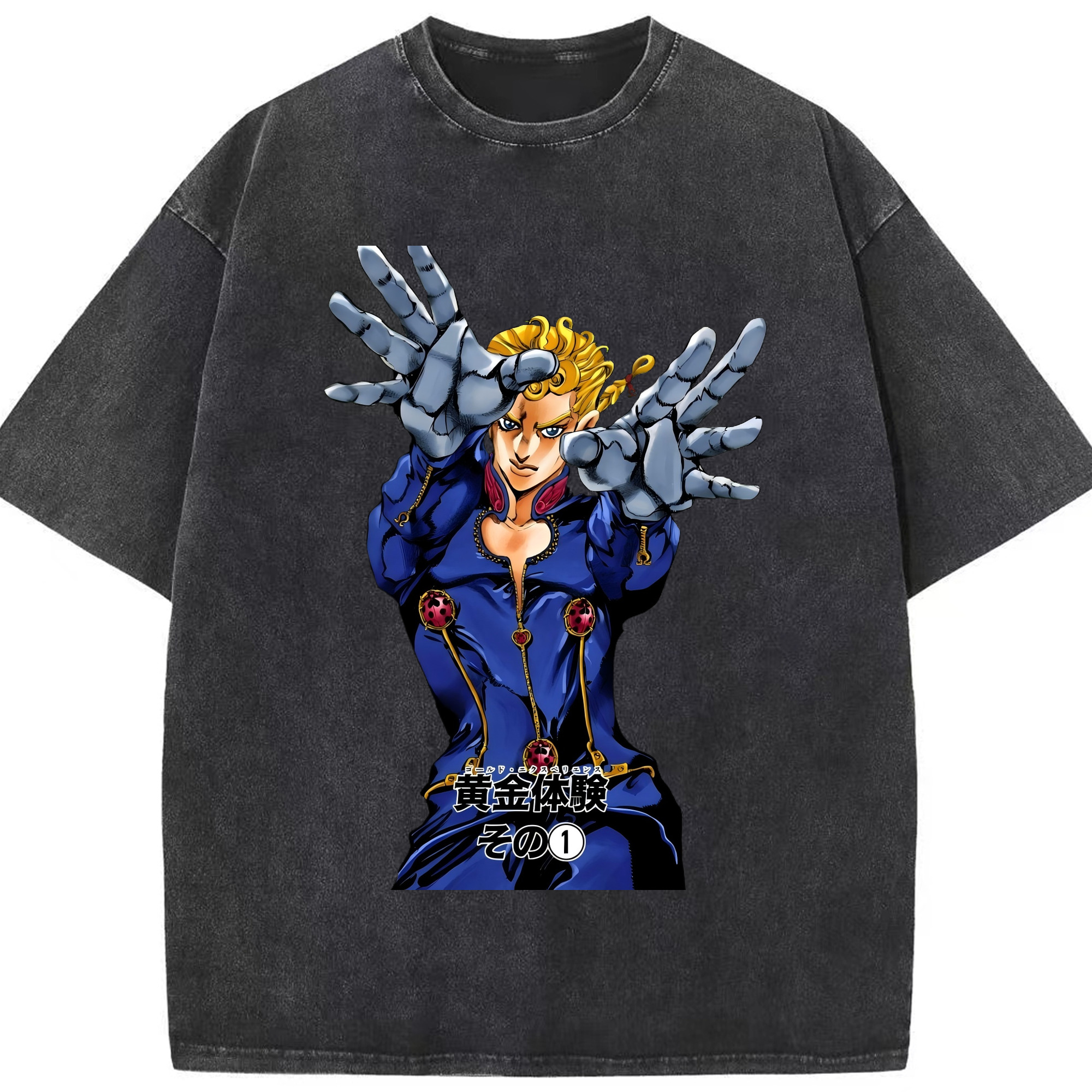 （画像用） ジョジョの奇妙な冒険 ジョルノ?ジョバァーナ JoJo's Bizarre Adventure Giorno Giovanna 綿100% ヴィンテージ風 半袖Tシャツ（フロントプリント）