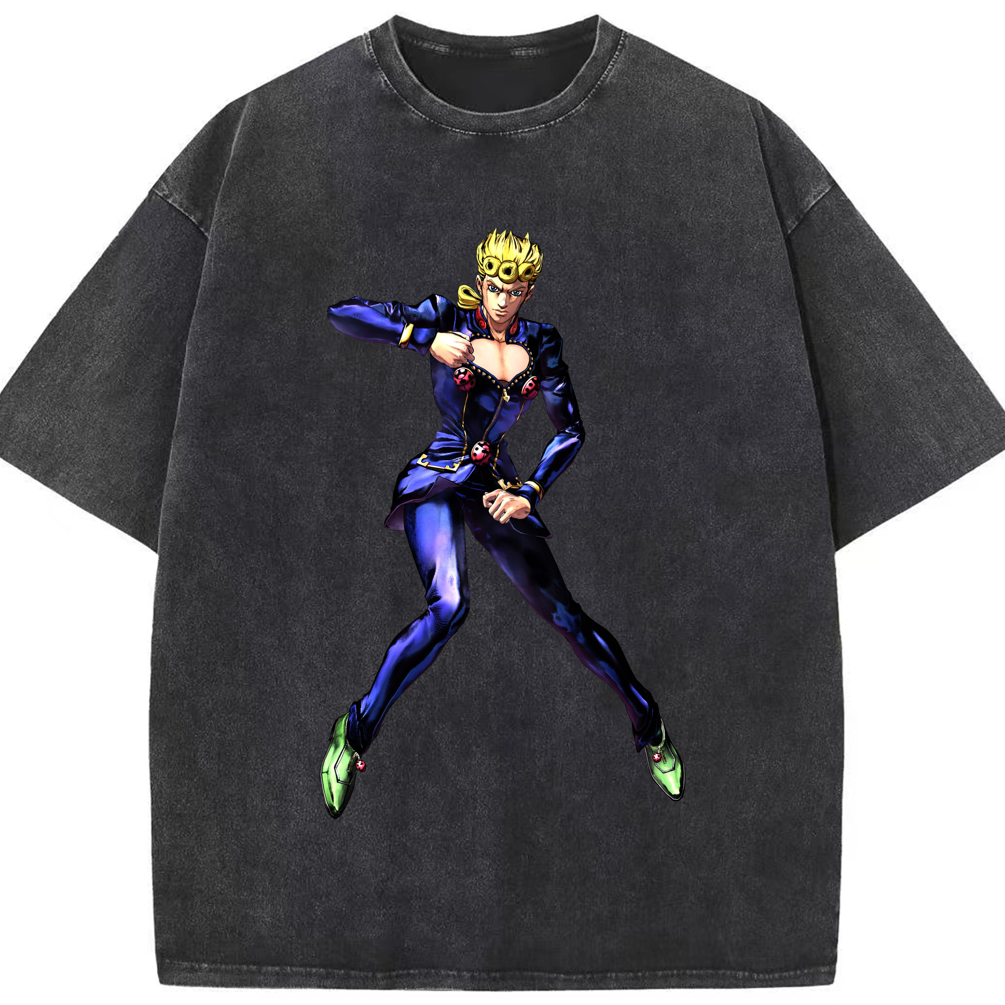 （画像用） ジョジョの奇妙な冒険 ジョルノ?ジョバァーナ JoJo's Bizarre Adventure Giorno Giovanna 綿100% ヴィンテージ風 半袖Tシャツ（フロントプリント）