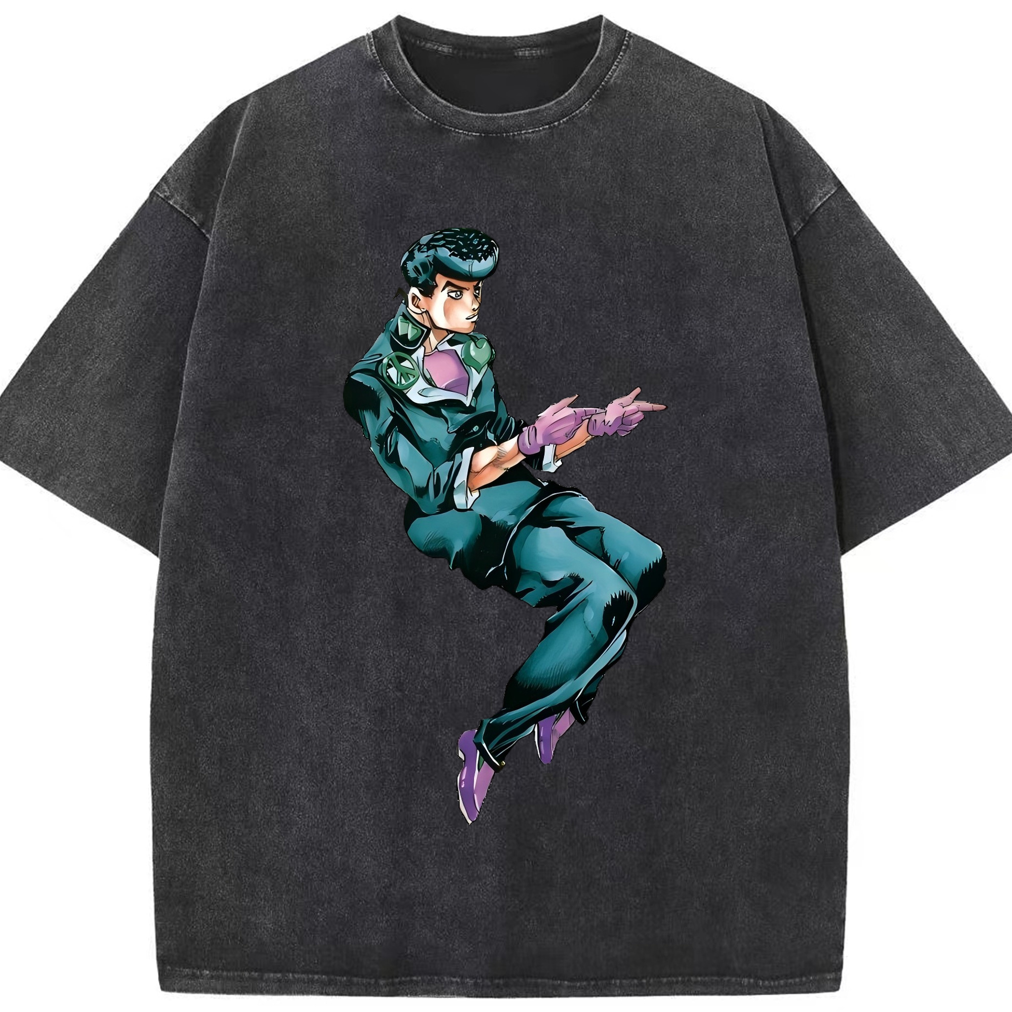 （画像用） ジョジョの奇妙な冒険 ひがしかた じょうすけ JoJo's Bizarre Adventure Higashikata Josuke 綿100% ヴィンテージ風 半袖Tシャツ（フロントプリント）