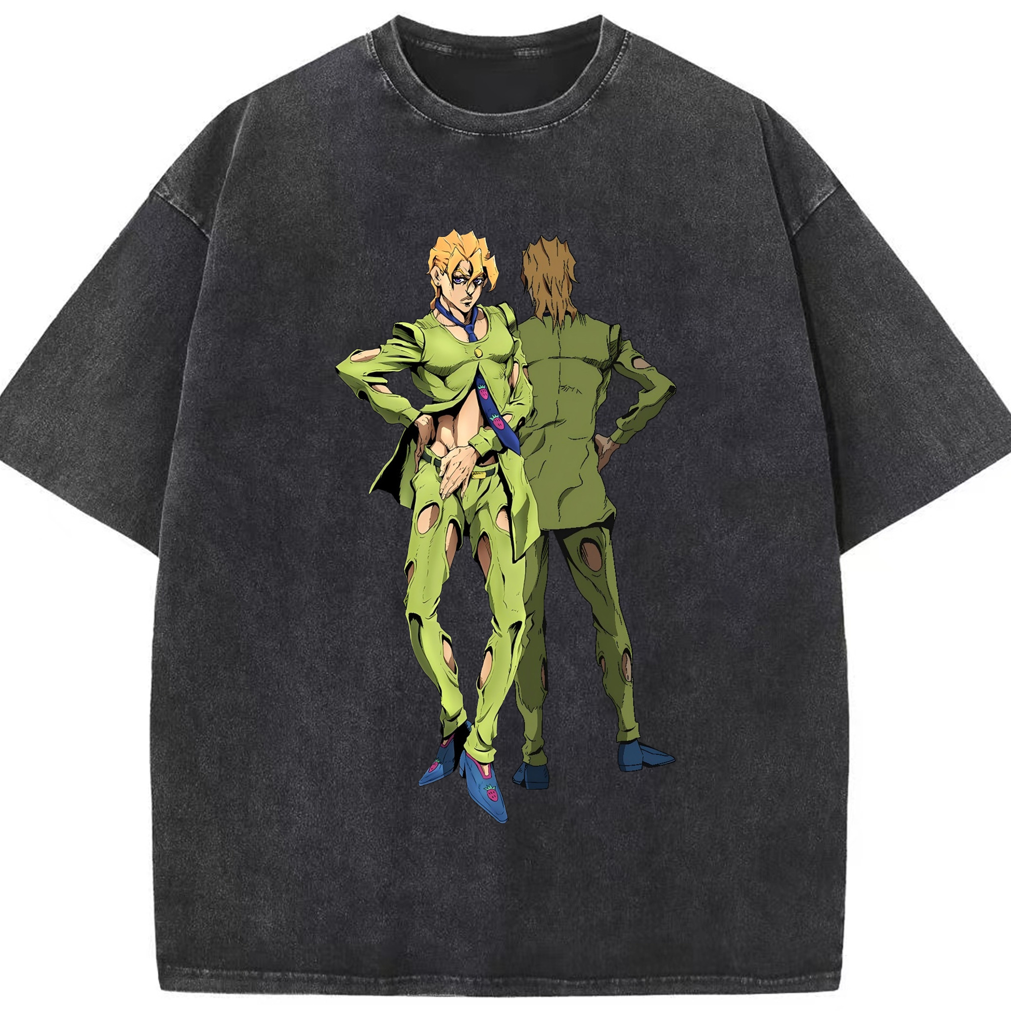 （画像用） ジョジョの奇妙な冒険 パンナコッタ?フー JoJo's Bizarre Adventure Pannacotta Fugo 綿100% ヴィンテージ風 半袖Tシャツ（フロントプリント）