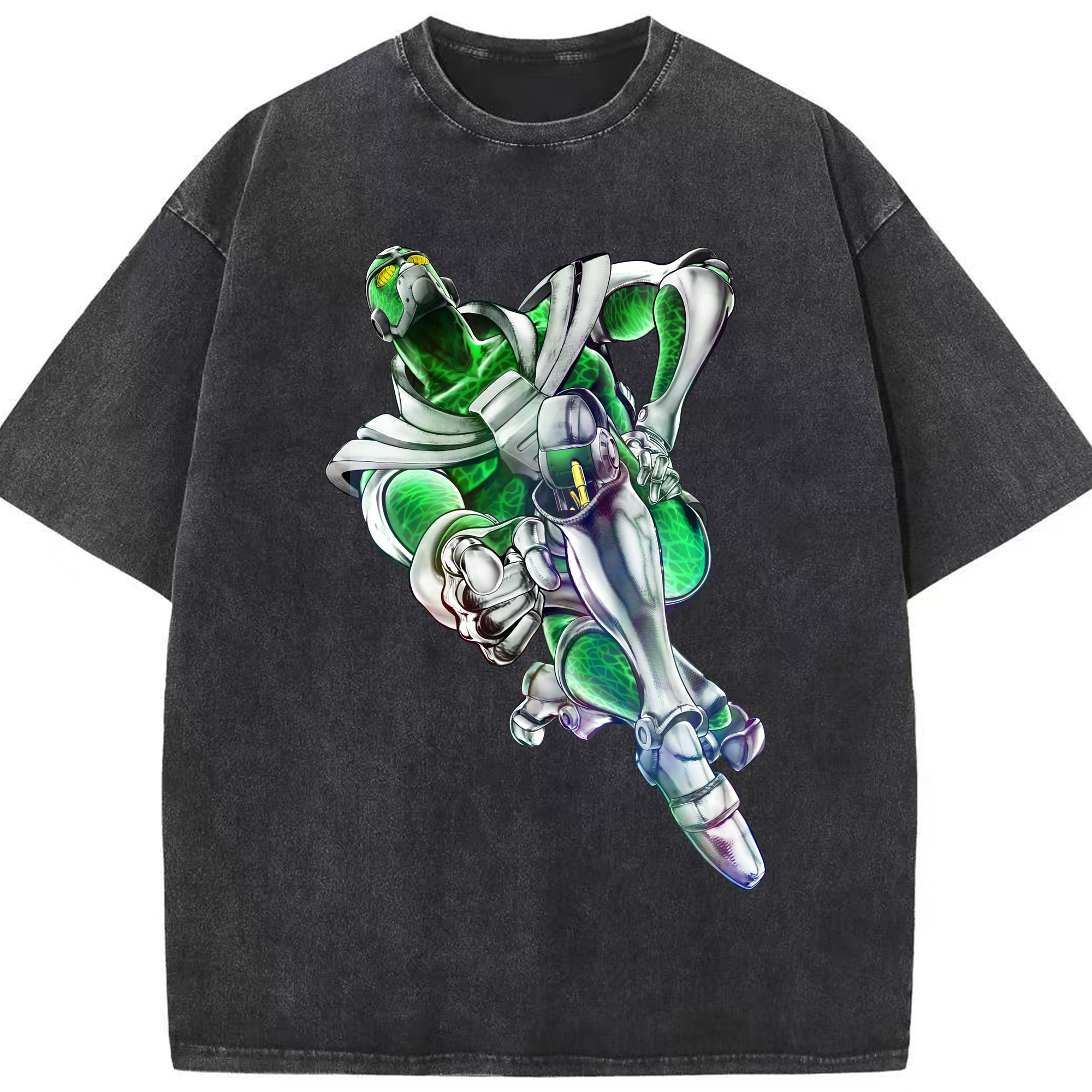 （画像用） ジョジョの奇妙な冒険 花京院 典明（かきょういん のりあき） JoJo's Bizarre Adventure Kakyoin Noriaki 綿100% ヴィンテージ風 半袖Tシャツ（フロントプリント）