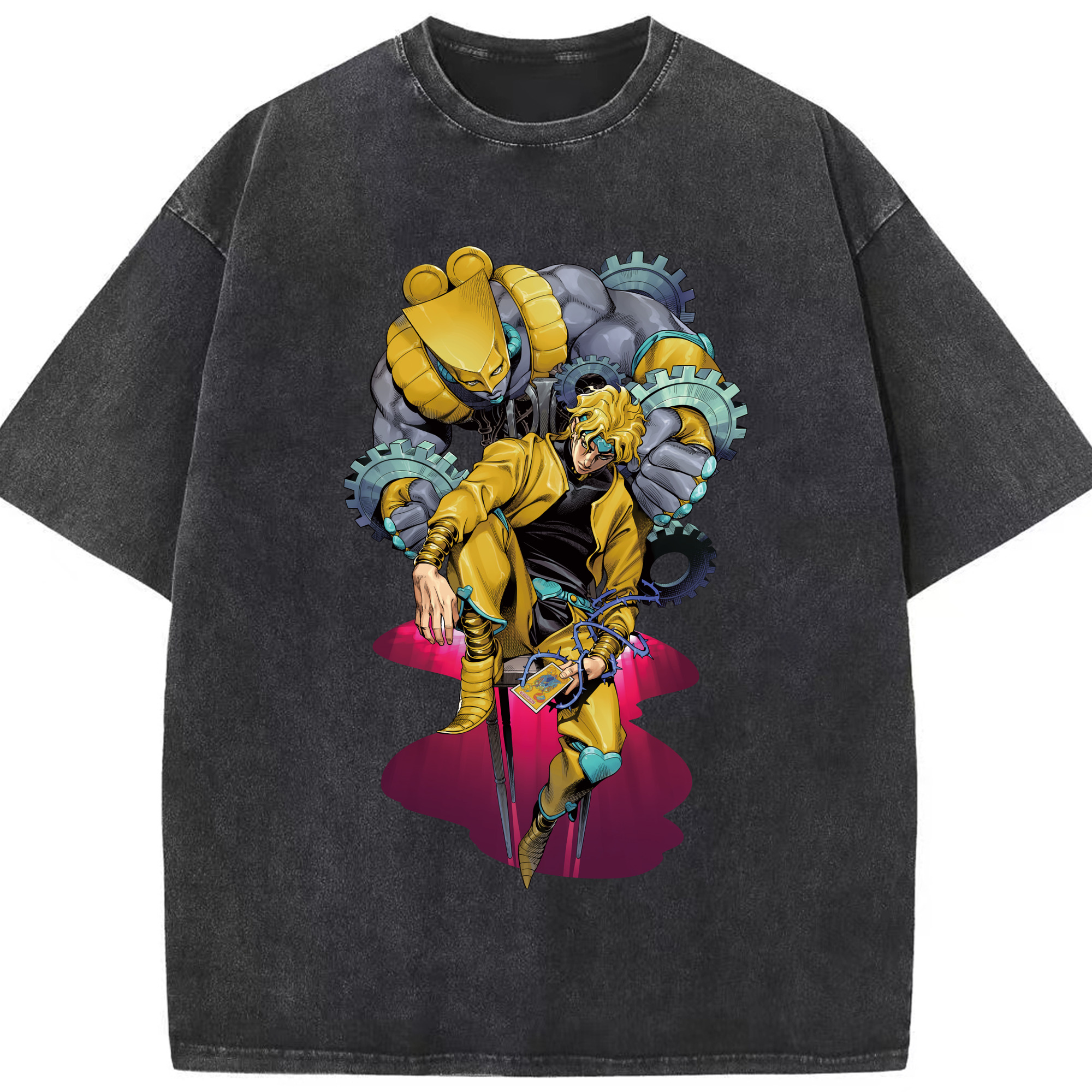 （画像用） ジョジョの奇妙な冒険 ディオ?ブランドー JoJo's Bizarre Adventure Dio Brando 綿100% ヴィンテージ風 半袖Tシャツ（フロントプリント）