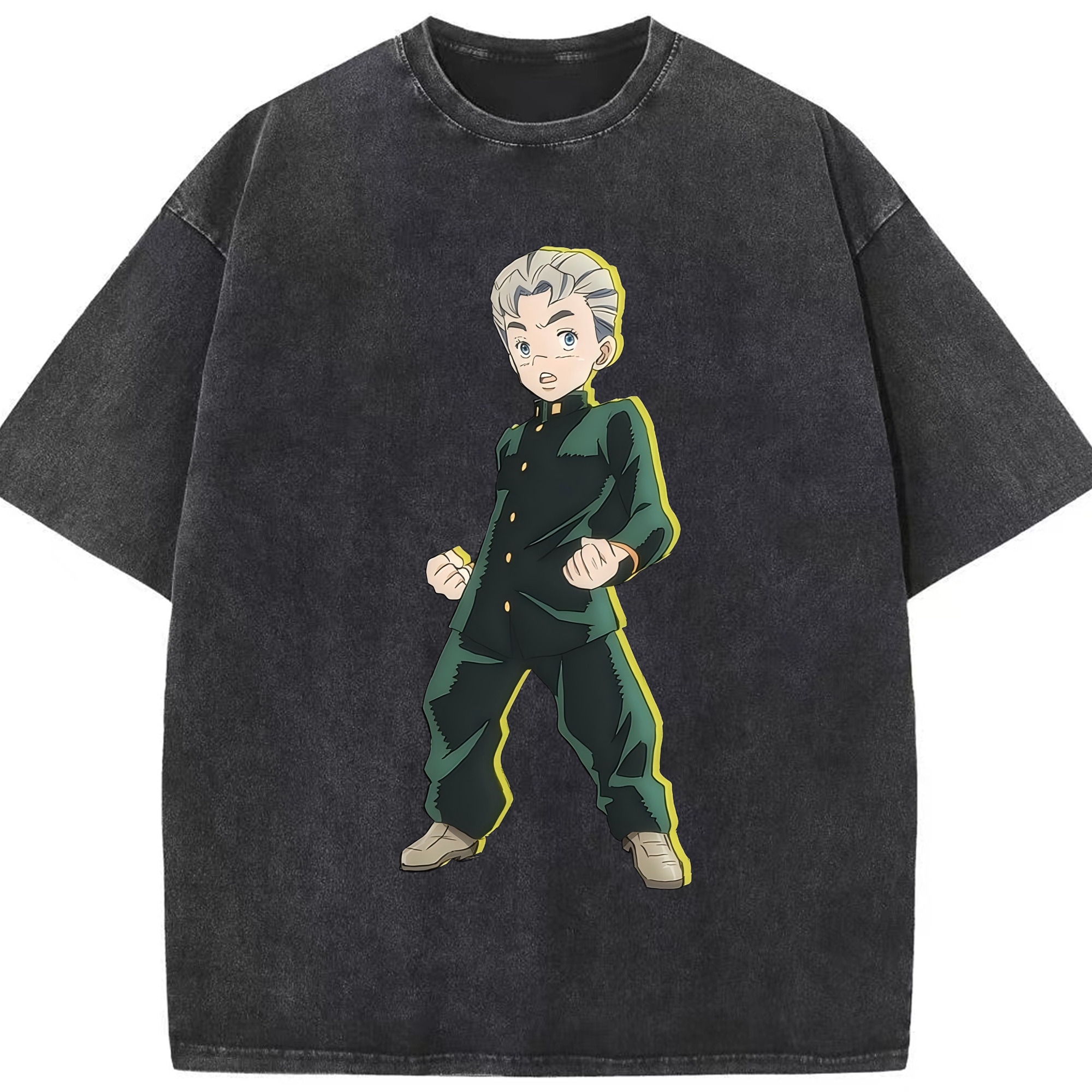 （画像用） ジョジョの奇妙な冒険 広瀨康一 JoJo's Bizarre Adventure Hirose Koichi 綿100% ヴィンテージ風 半袖Tシャツ（フロントプリント）