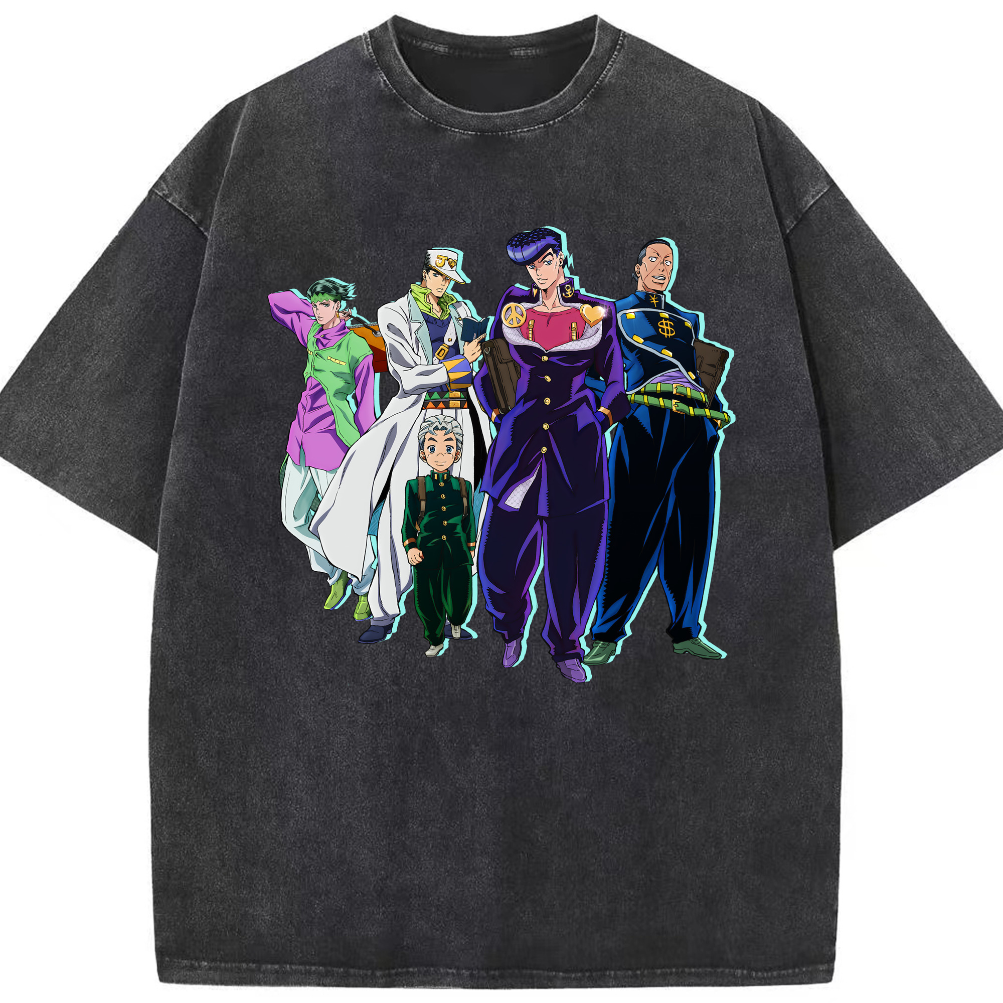 （画像用） ジョジョの奇妙な冒険 JoJo's Bizarre Adventure 綿100% ヴィンテージ風 半袖Tシャツ（フロントプリント）