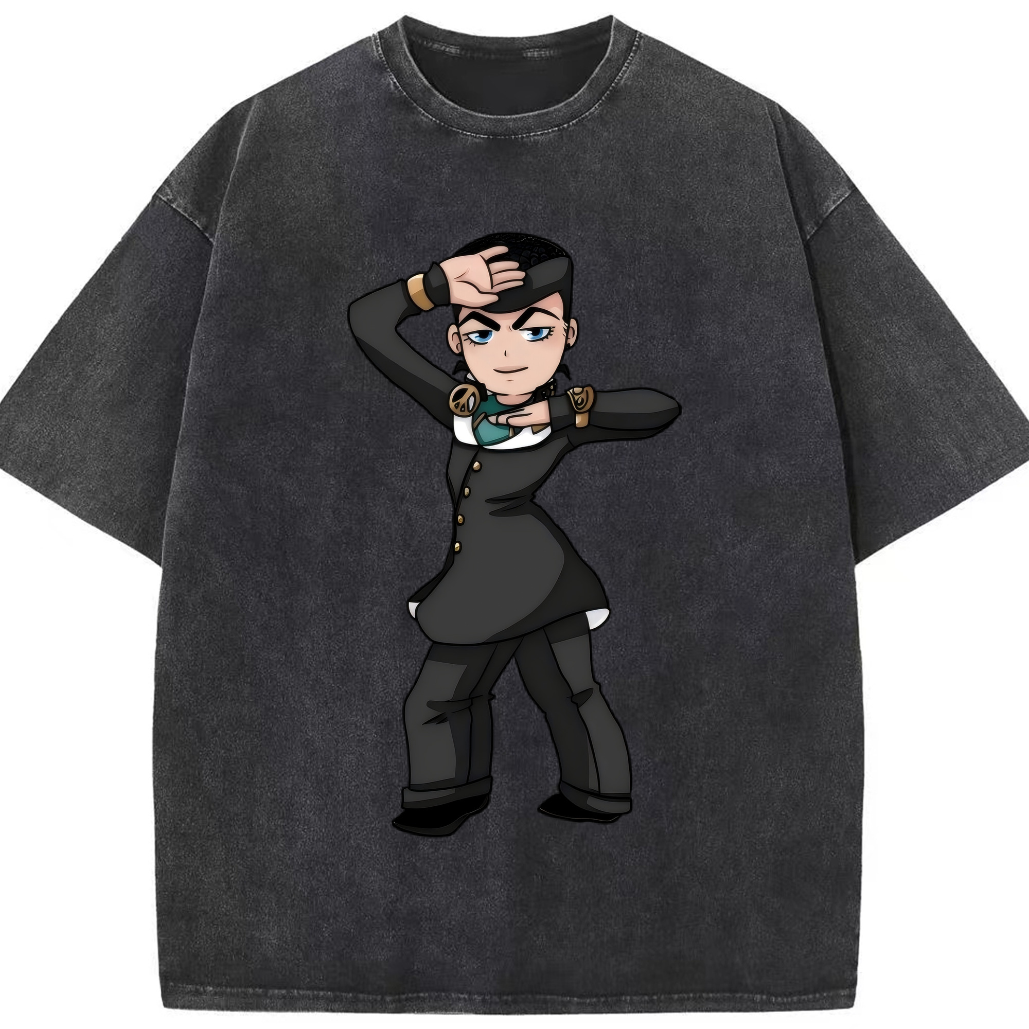 （画像用） ジョジョの奇妙な冒険 ひがしかた じょうすけ JoJo's Bizarre Adventure Higashikata Josuke 綿100% ヴィンテージ風 半袖Tシャツ（フロントプリント）