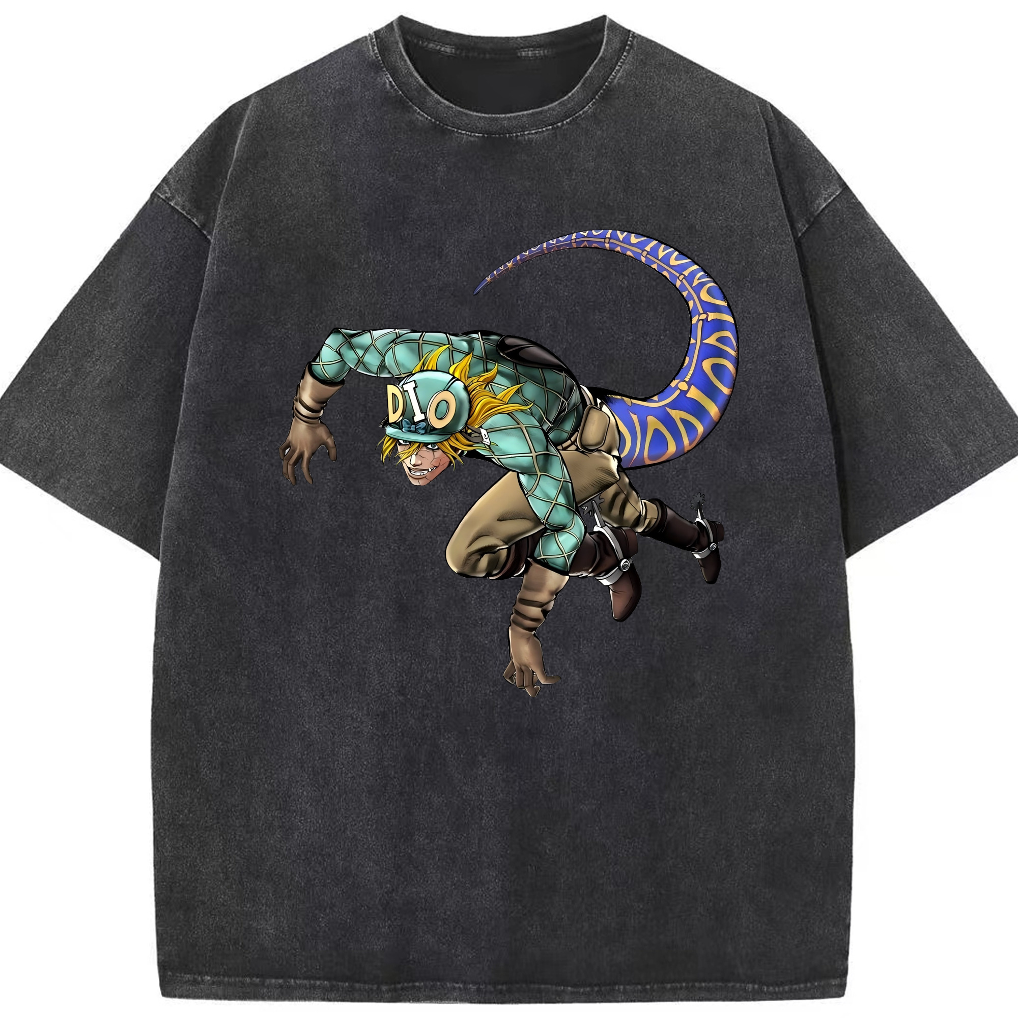（画像用） ジョジョの奇妙な冒険 ディオ?ブランドー JoJo's Bizarre Adventure Dio Brando 綿100% ヴィンテージ風 半袖Tシャツ（フロントプリント）