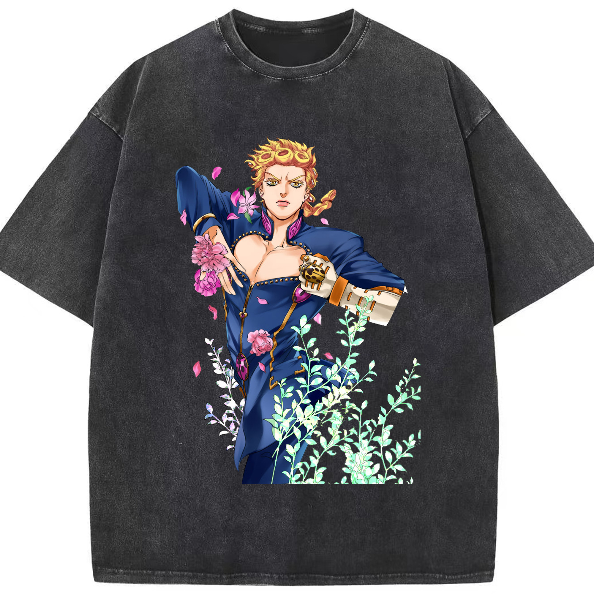（画像用） ジョジョの奇妙な冒険 ジョルノ?ジョバァーナ JoJo's Bizarre Adventure Giorno Giovanna 綿100% ヴィンテージ風 半袖Tシャツ（フロントプリント）