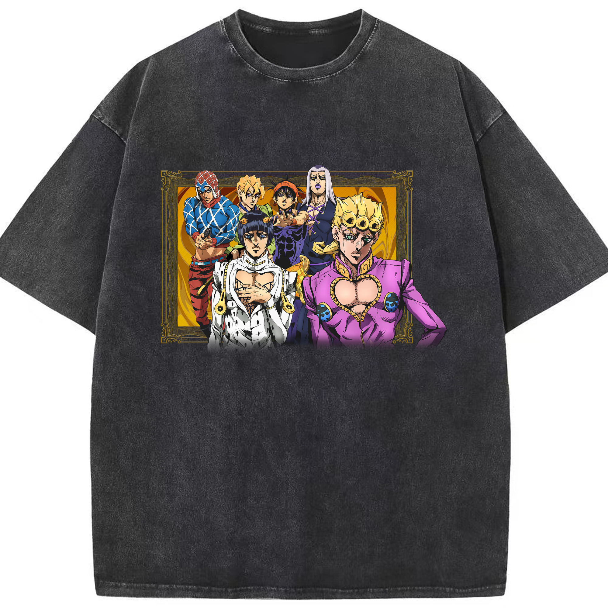 （画像用） ジョジョの奇妙な冒険 ジョルノ?ジョバァーナ JoJo's Bizarre Adventure Giorno Giovanna 綿100% ヴィンテージ風 半袖Tシャツ（フロントプリント）