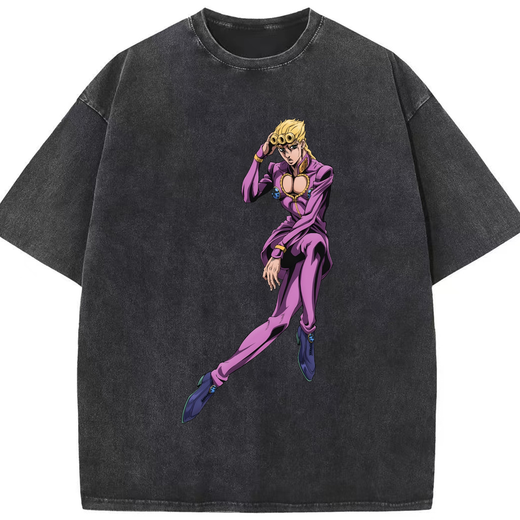（画像用） ジョジョの奇妙な冒険 ジョルノ?ジョバァーナ JoJo's Bizarre Adventure Giorno Giovanna 綿100% ヴィンテージ風 半袖Tシャツ（フロントプリント）