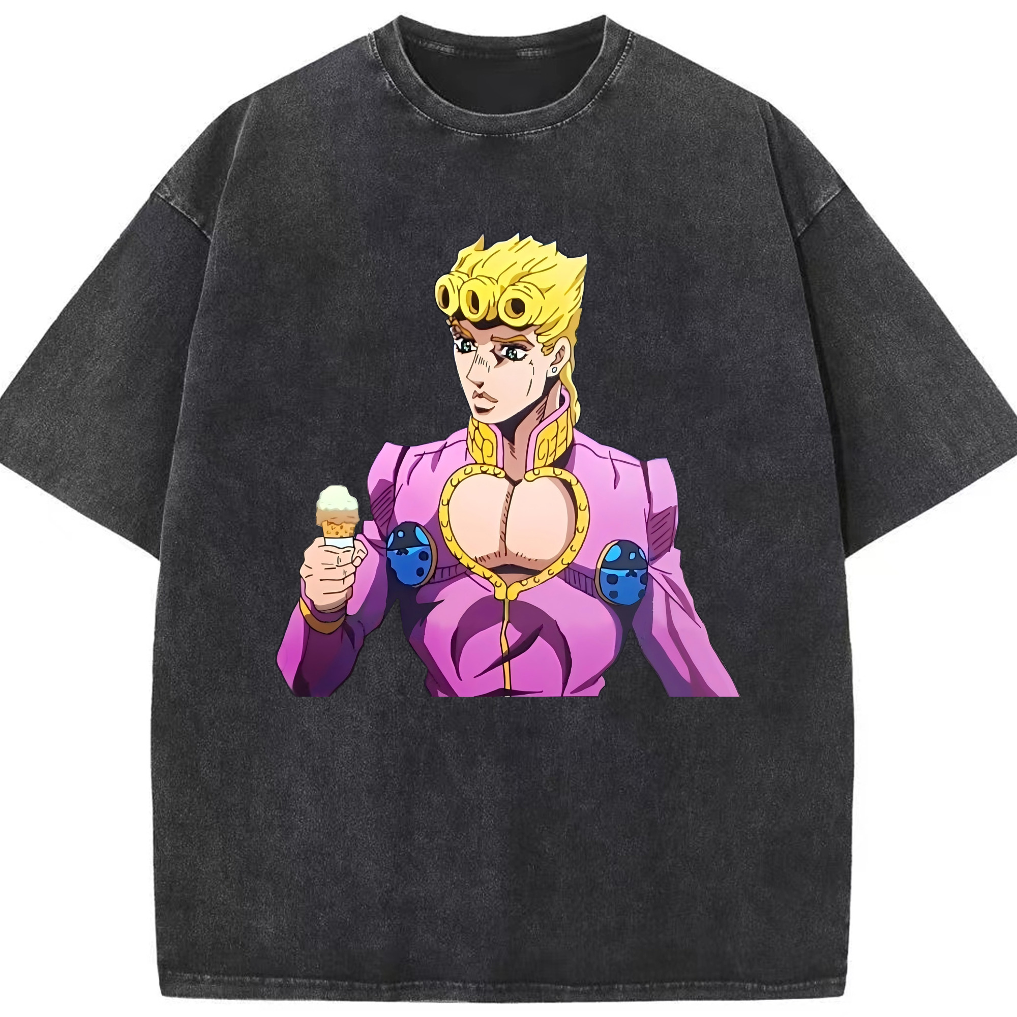 （画像用） ジョジョの奇妙な冒険 ジョルノ?ジョバァーナ JoJo's Bizarre Adventure Giorno Giovanna 綿100% ヴィンテージ風 半袖Tシャツ（フロントプリント）