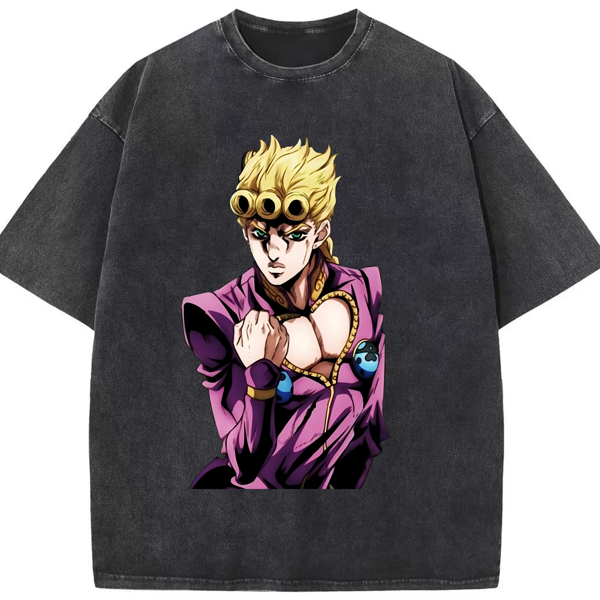 （画像用） ジョジョの奇妙な冒険 ジョルノ?ジョバァーナ JoJo's Bizarre Adventure Giorno Giovanna 綿100% ヴィンテージ風 半袖Tシャツ（フロントプリント）