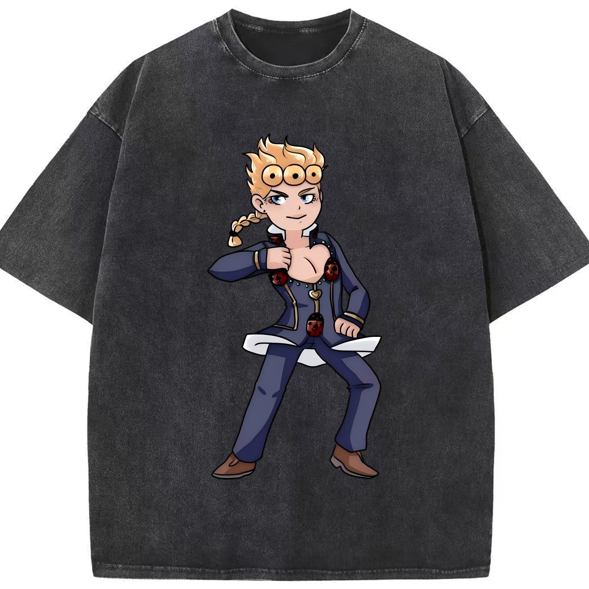 （画像用） ジョジョの奇妙な冒険 ジョルノ?ジョバァーナ JoJo's Bizarre Adventure Giorno Giovanna 綿100% ヴィンテージ風 半袖Tシャツ（フロントプリント）