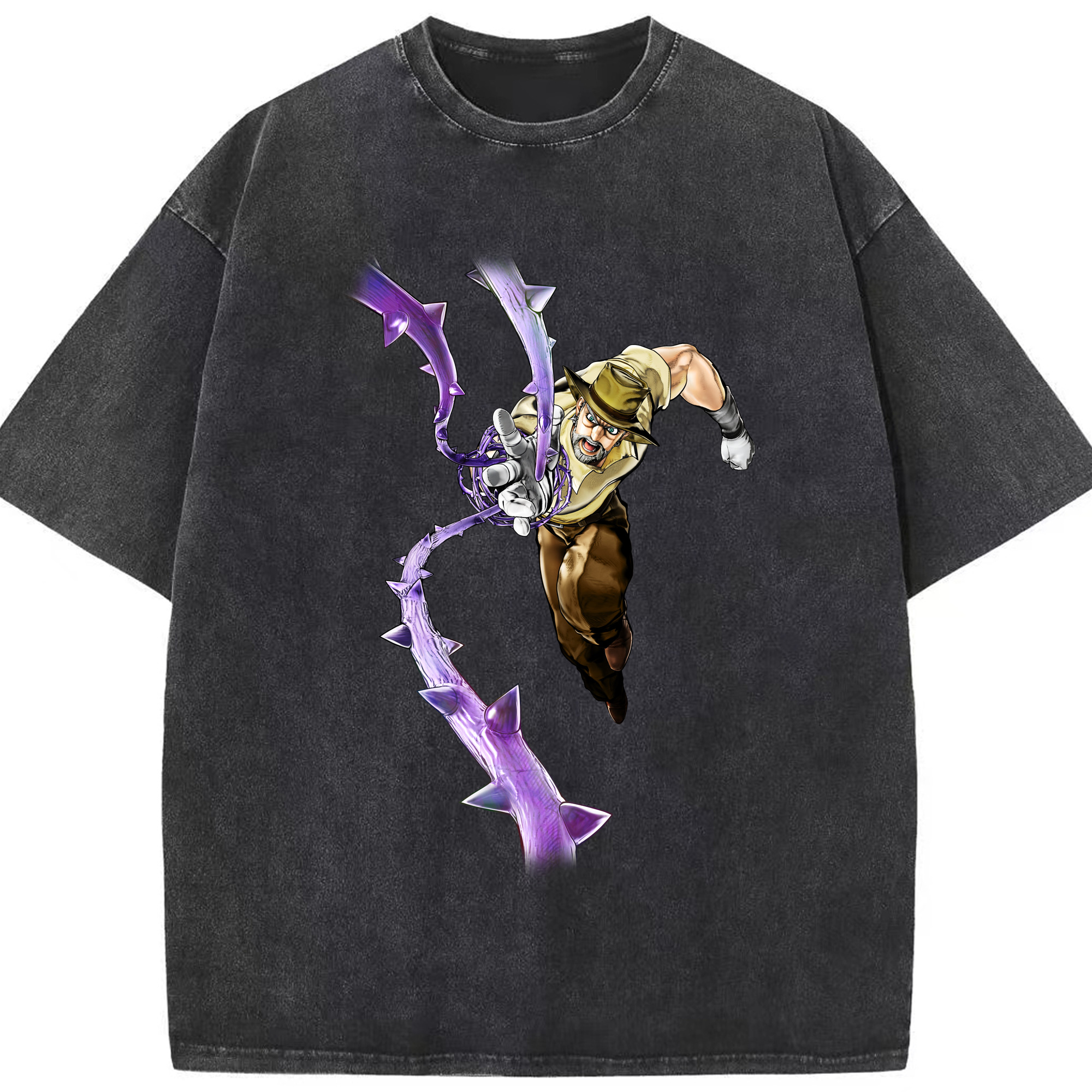 （画像用） ジョジョの奇妙な冒険 ジョセフ?ジョースター JoJo's Bizarre Adventure Joseph Joestar 綿100% ヴィンテージ風 半袖Tシャツ（フロントプリント）