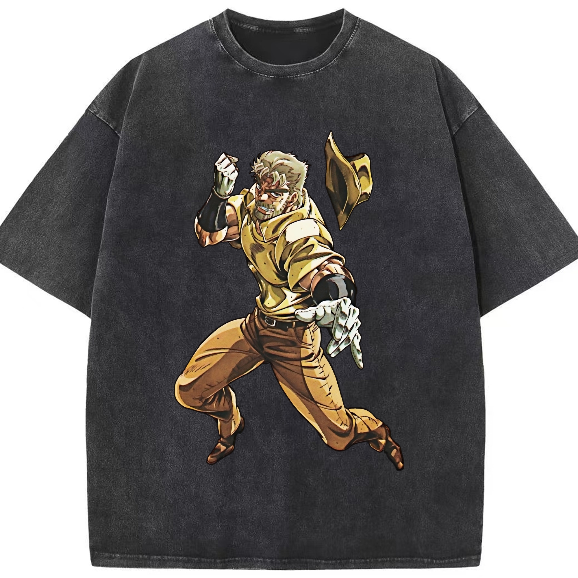 （画像用） ジョジョの奇妙な冒険 ジョセフ?ジョースター JoJo's Bizarre Adventure Joseph Joestar 綿100% ヴィンテージ風 半袖Tシャツ（フロントプリント）