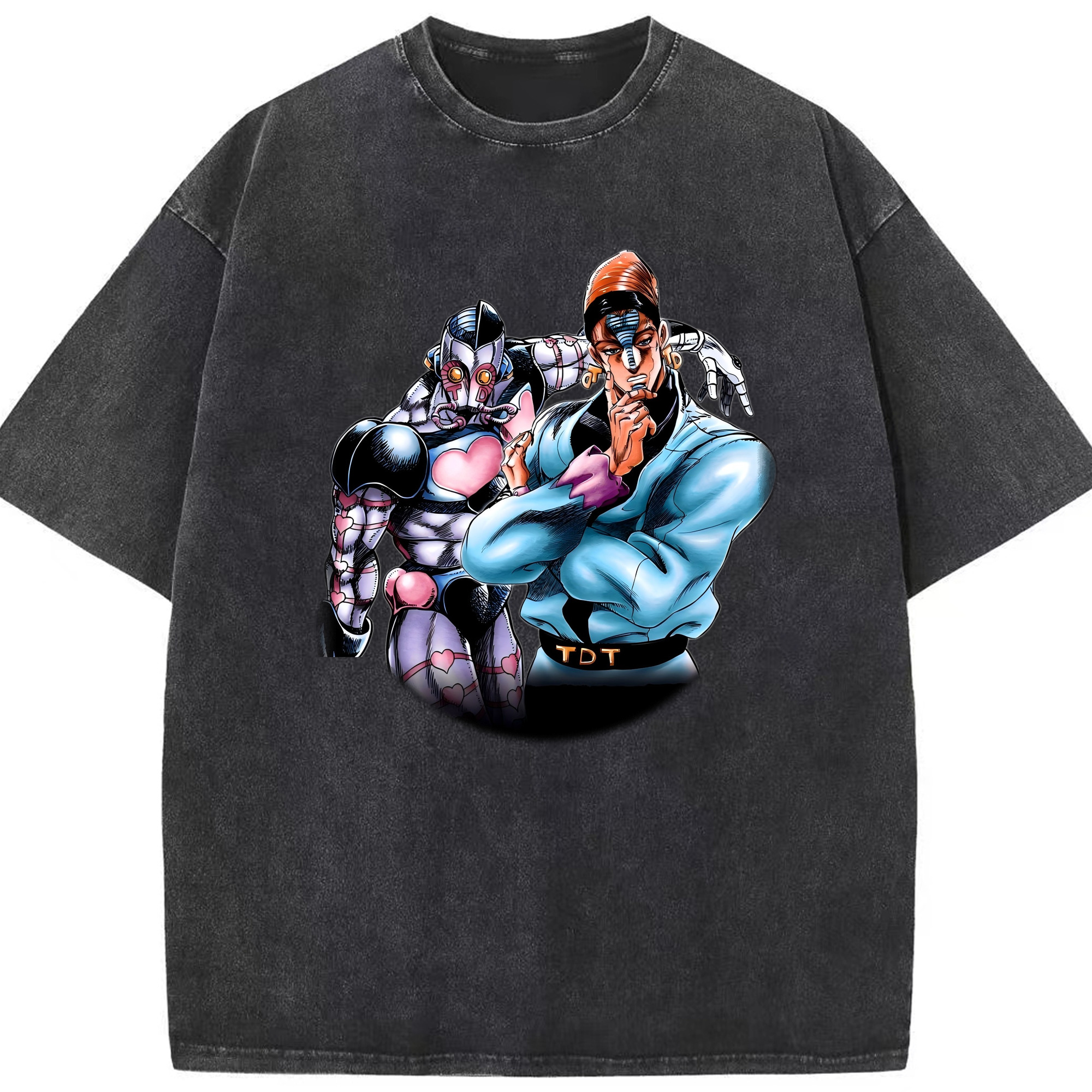 （画像用） ジョジョの奇妙な冒険 ひがしかた じょうすけ JoJo's Bizarre Adventure Higashikata Josuke 綿100% ヴィンテージ風 半袖Tシャツ（フロントプリント）