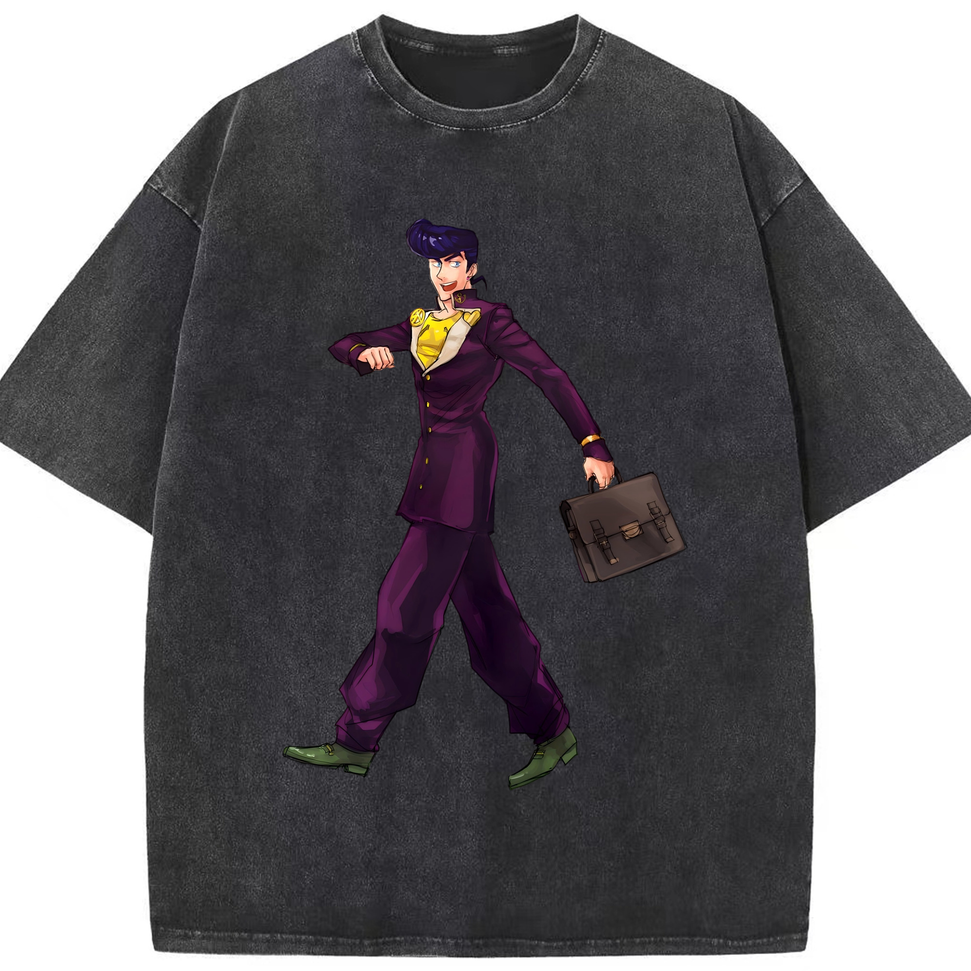 （画像用） ジョジョの奇妙な冒険 ひがしかた じょうすけ JoJo's Bizarre Adventure Higashikata Josuke 綿100% ヴィンテージ風 半袖Tシャツ（フロントプリント）