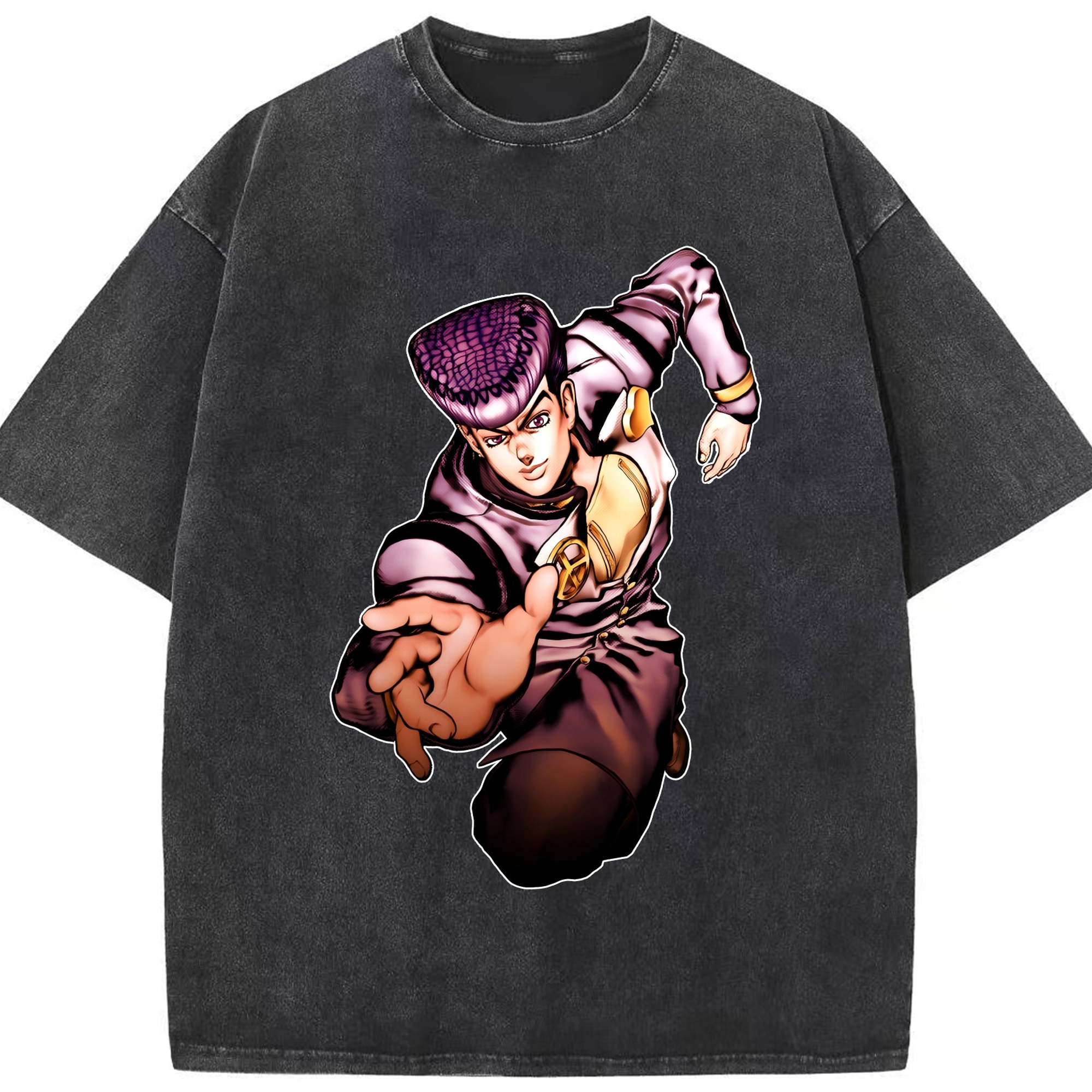 （画像用） ジョジョの奇妙な冒険 ひがしかた じょうすけ JoJo's Bizarre Adventure Higashikata Josuke 綿100% ヴィンテージ風 半袖Tシャツ（フロントプリント）