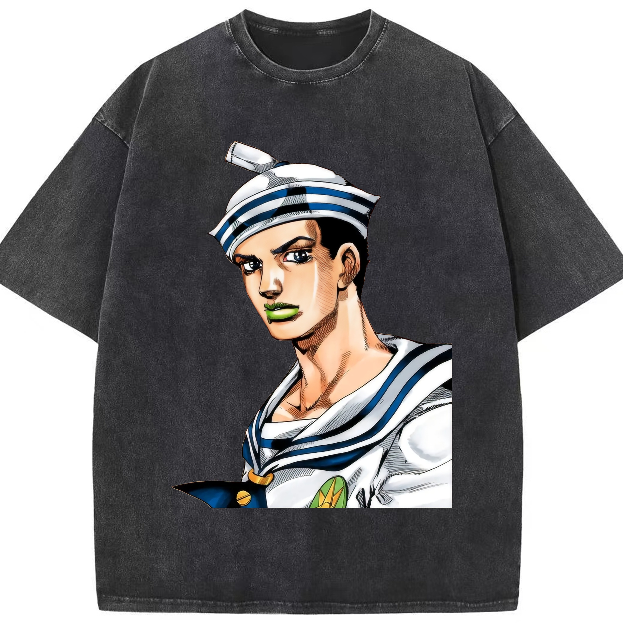 （画像用） ジョジョの奇妙な冒険 東方定助 JoJo's Bizarre Adventure Higashikata Josuke 綿100% ヴィンテージ風 半袖Tシャツ（フロントプリント）